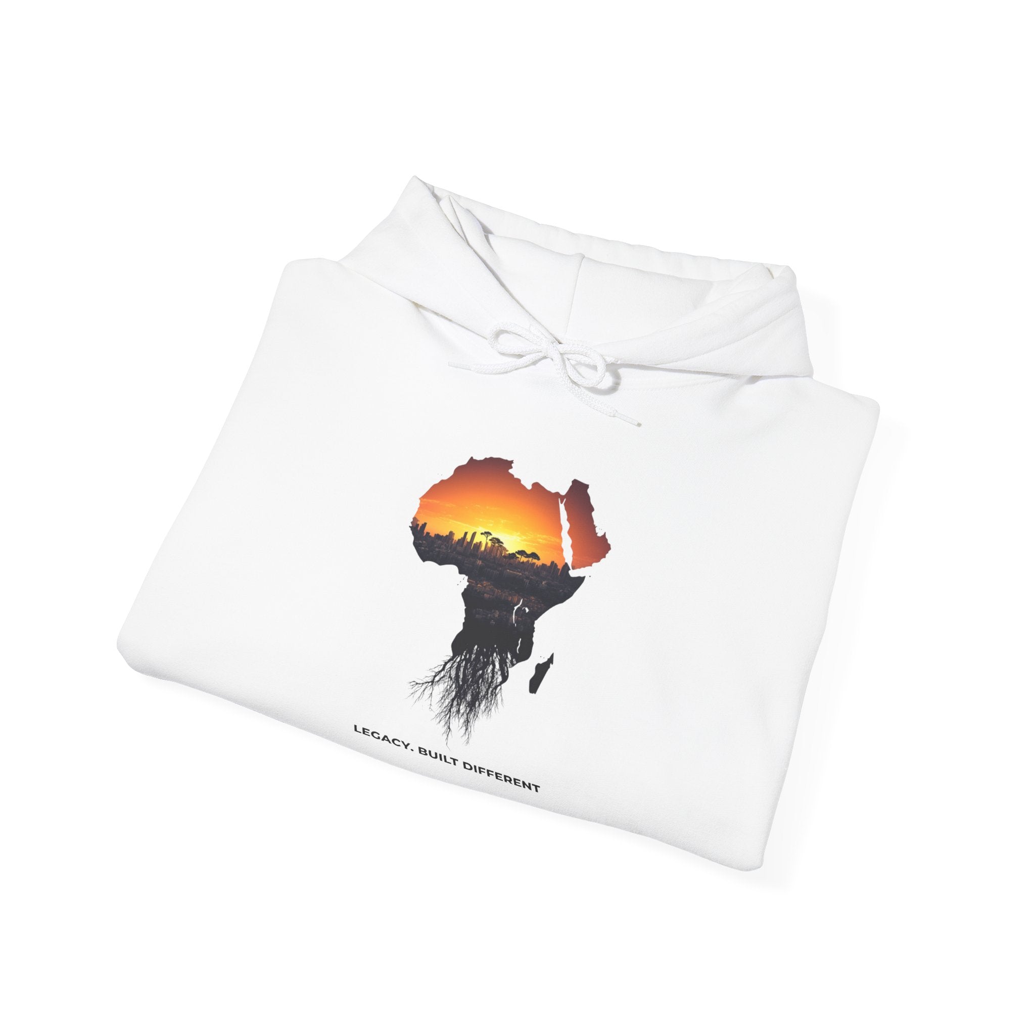 Africa Sunset Hoodie — "Legacy. Built Different." Graphic Pullover