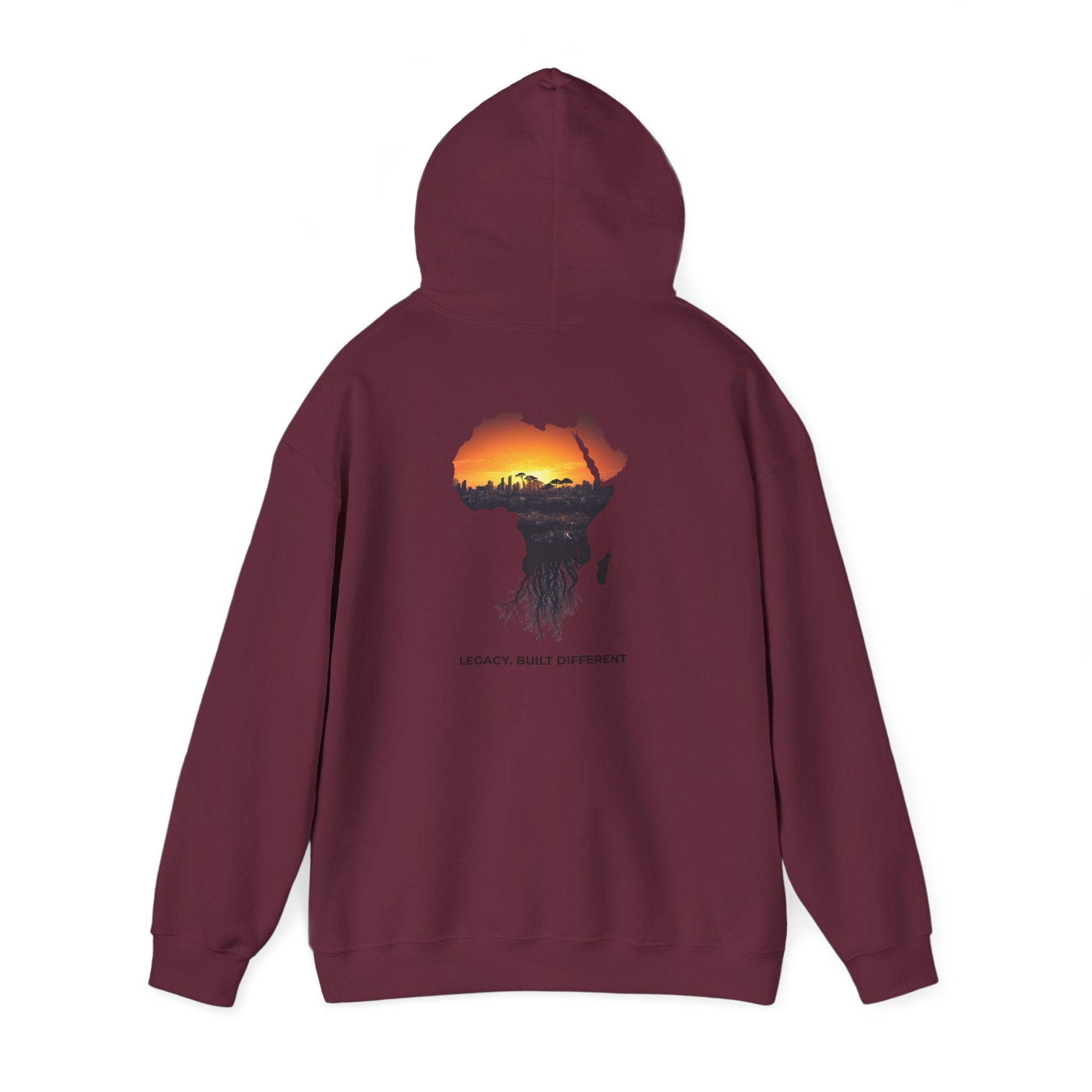 Africa Sunset Hoodie — "Legacy. Built Different." Graphic Pullover