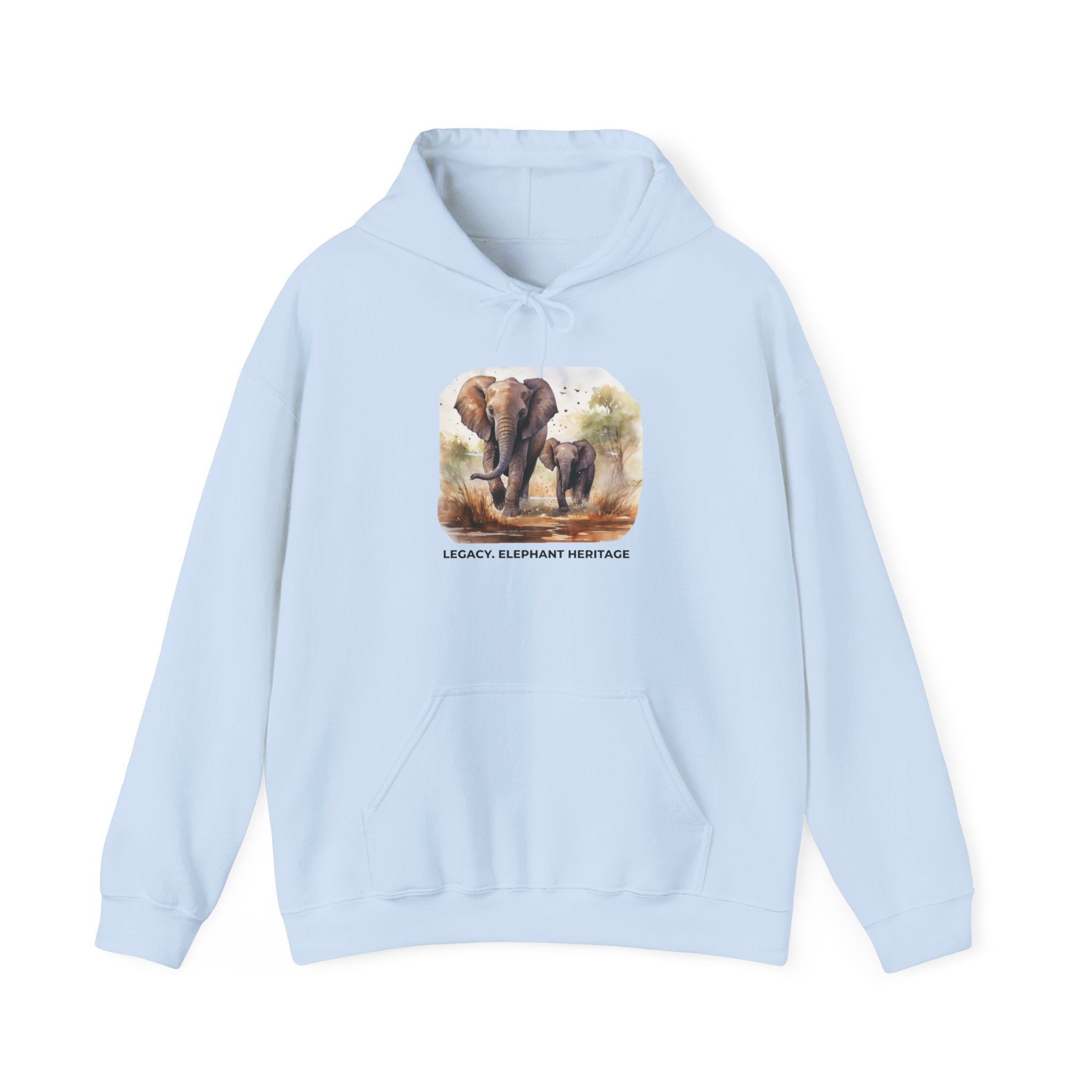 Elephant Heritage Hoodie — Wildlife Mom & Calf Graphic Sweatshirt