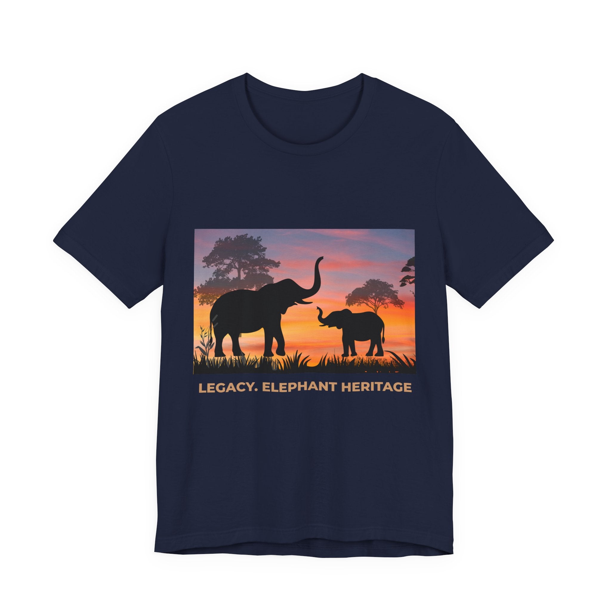 Elephant Sunset Tee — "Legacy, Elephant Heritage" Graphic T-Shirt