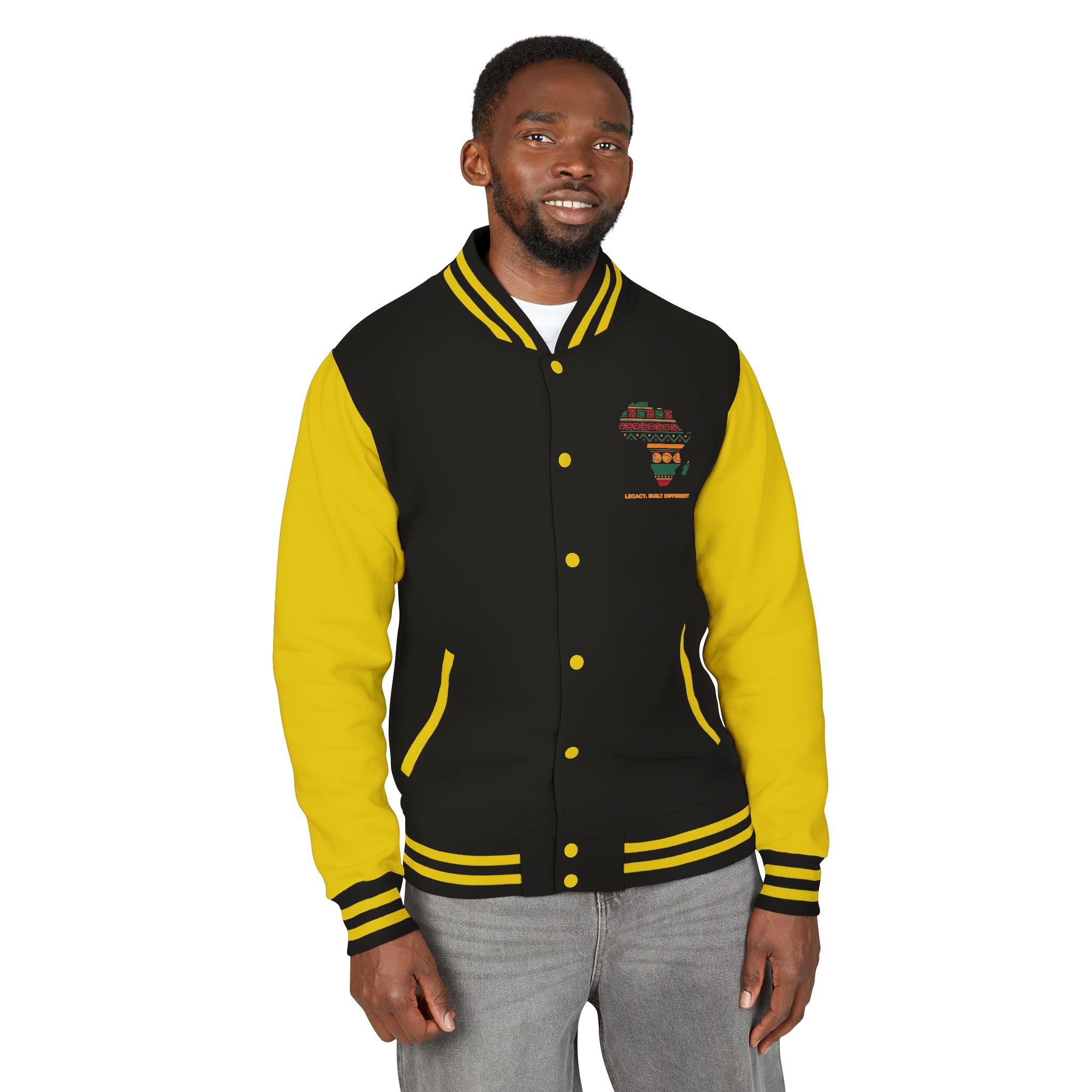 Africa Pattern Letterman Jacket — "Legacy, Unity, Strength"
