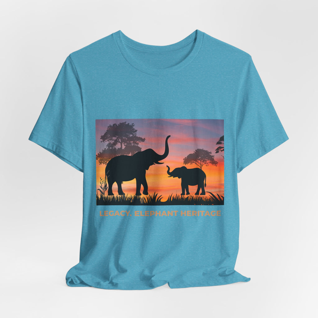 Elephant Sunset Tee — "Legacy, Elephant Heritage" Graphic T-Shirt