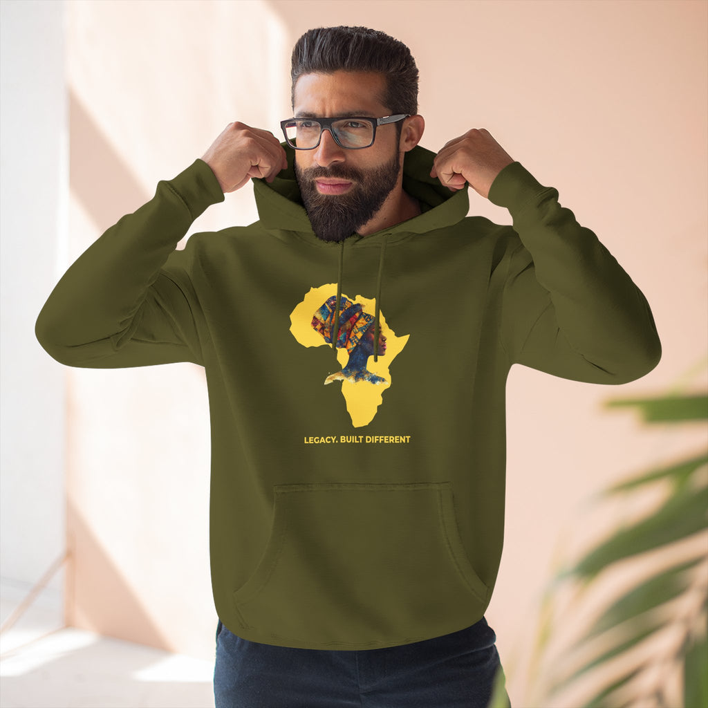 Hoodie — African Profile Art on Yellow Africa Silhouette (Legacy, Beauty, Empowerment)