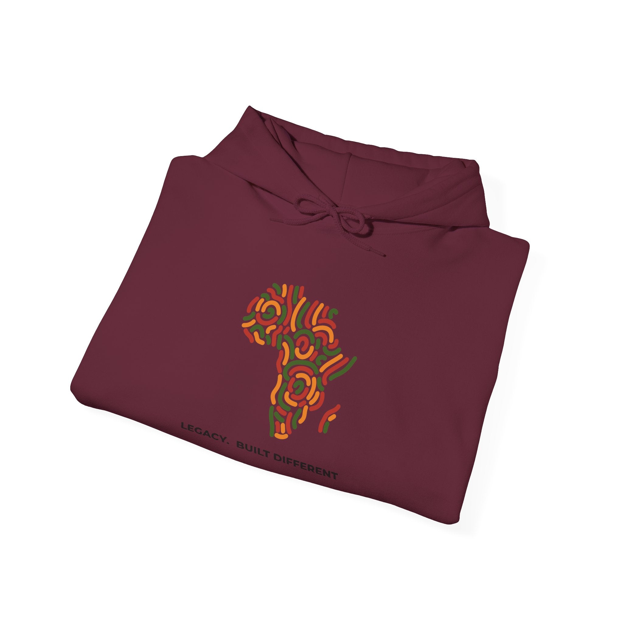 Africa Pattern Hoodie — "Legacy: Built Different" Graphic Sweatshirt