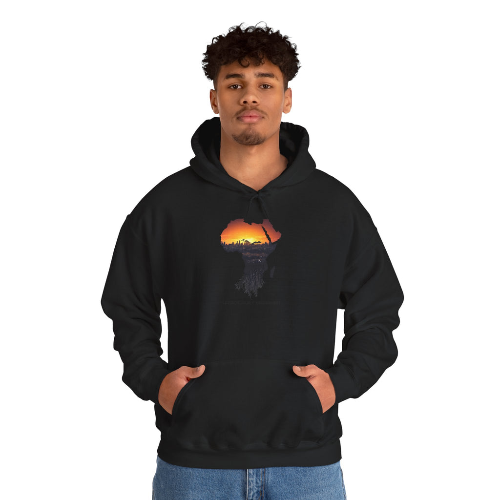 Africa Sunset Hoodie — "Legacy. Built Different." Graphic Pullover