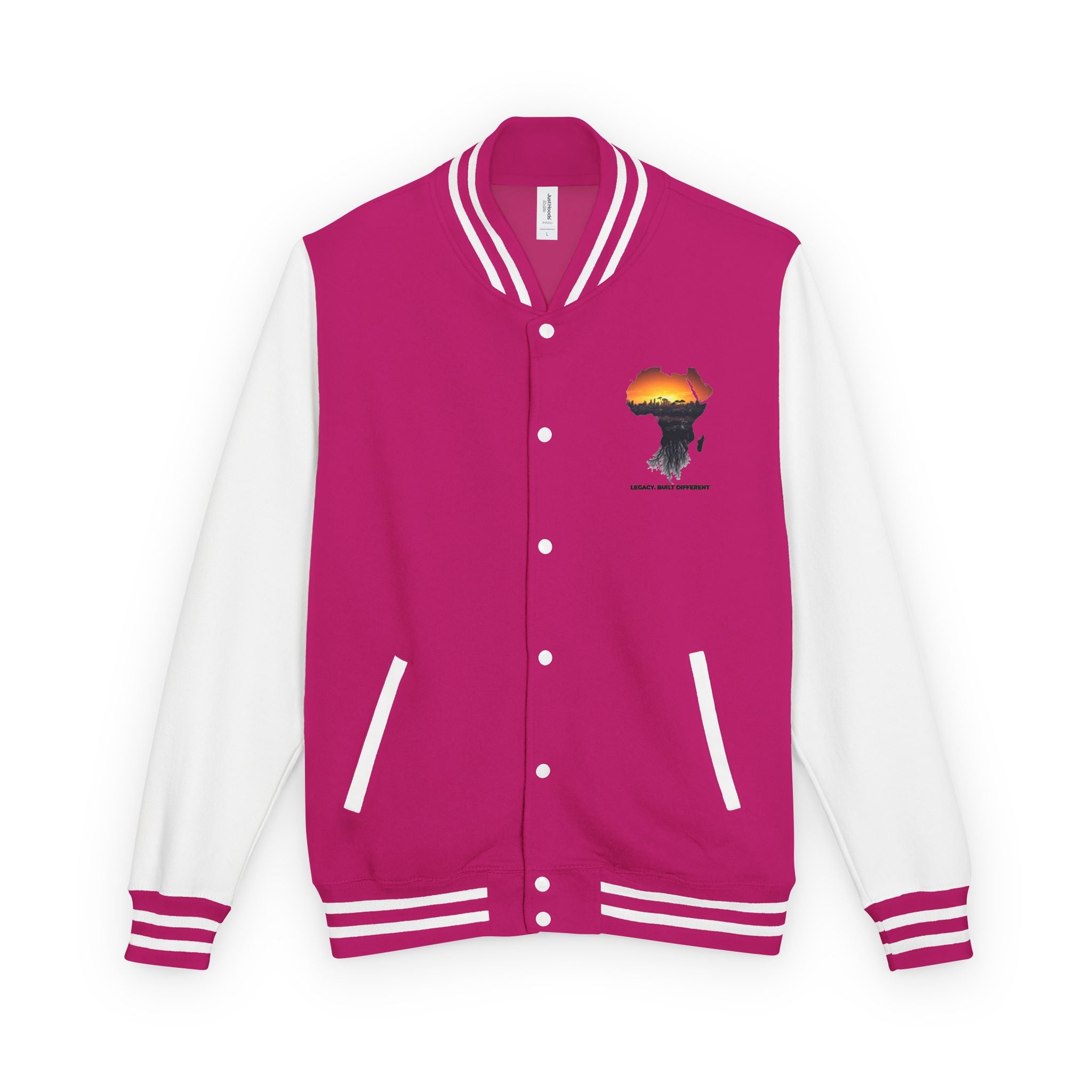 Letterman Jacket — Africa Sunset Map Design ("Legacy. Built Different.")