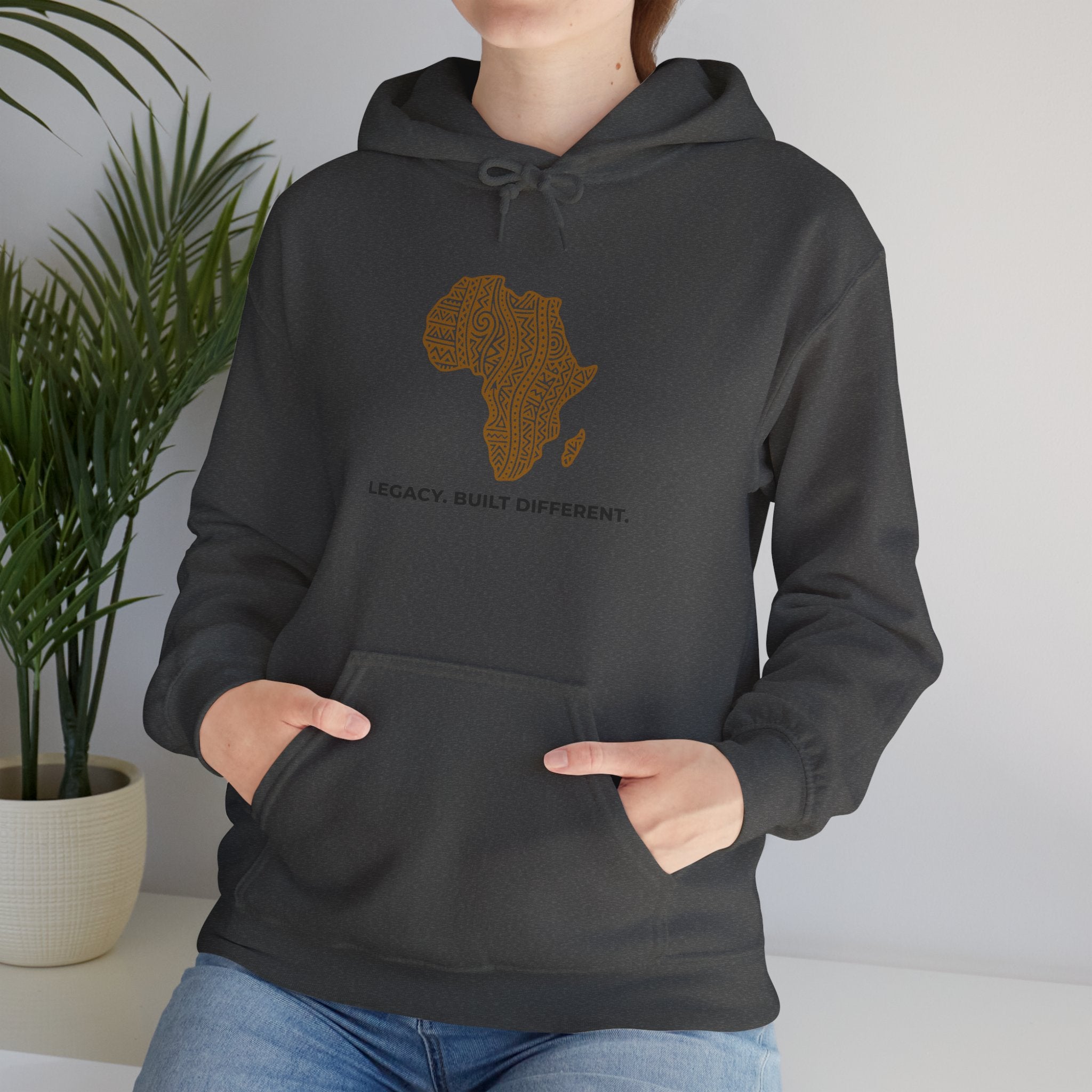 Africa Map Hoodie — 'Legacy. Built Different.' Cultural Pattern Pullover