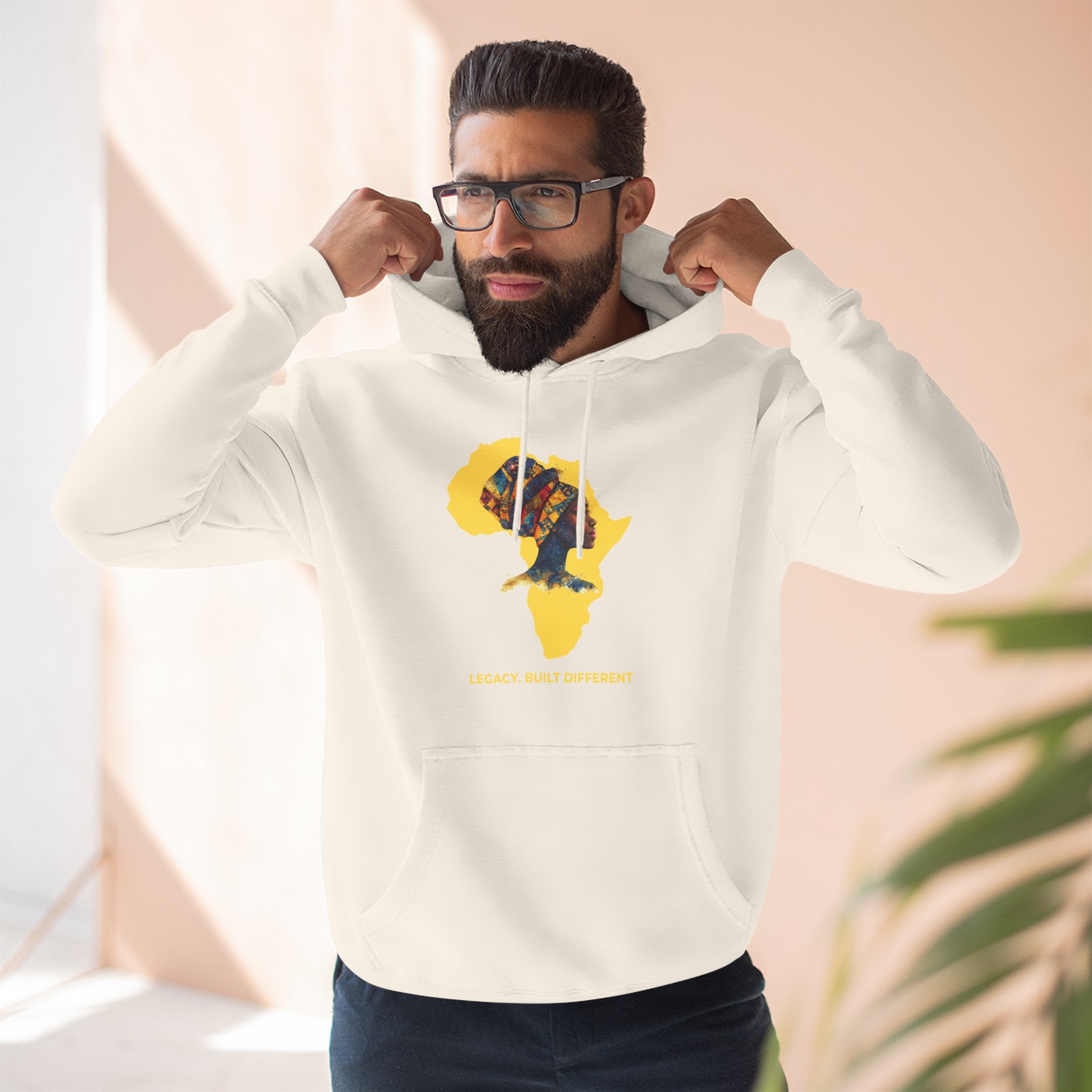 Hoodie — African Profile Art on Yellow Africa Silhouette (Legacy, Beauty, Empowerment)