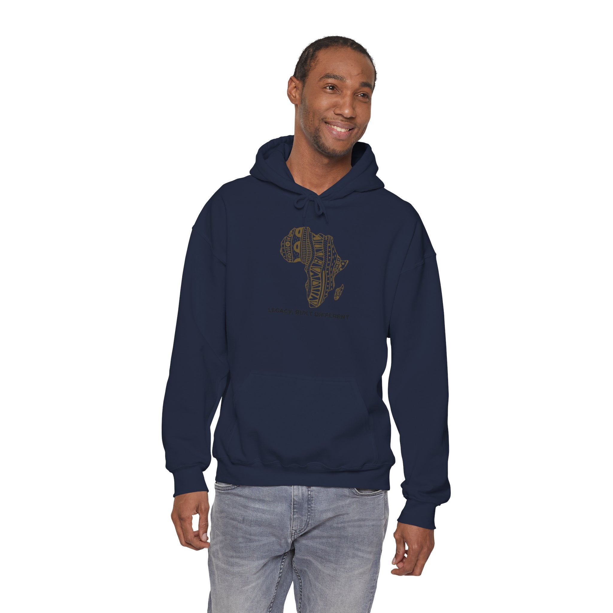 Africa Pattern Hoodie — "Legacy. Built Different." Graphic Sweatshirt