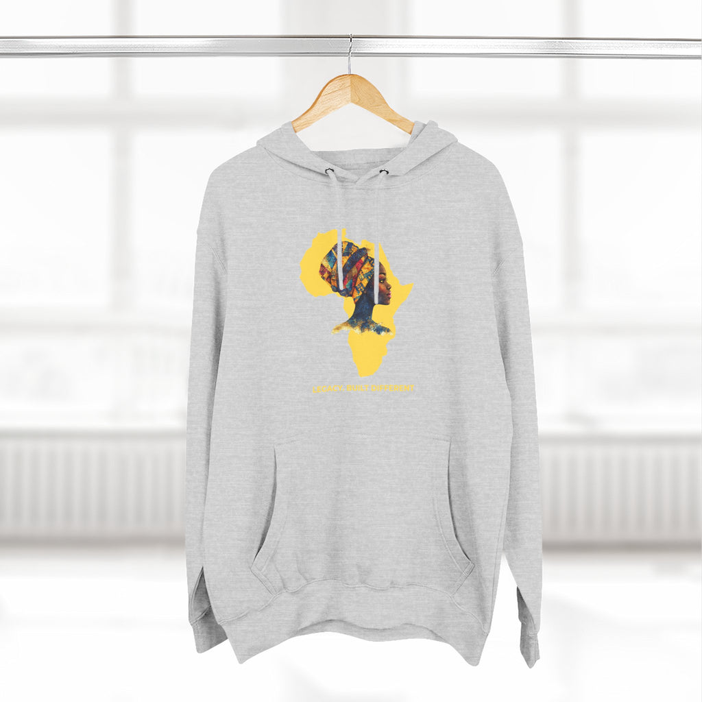 Hoodie — African Profile Art on Yellow Africa Silhouette (Legacy, Beauty, Empowerment)