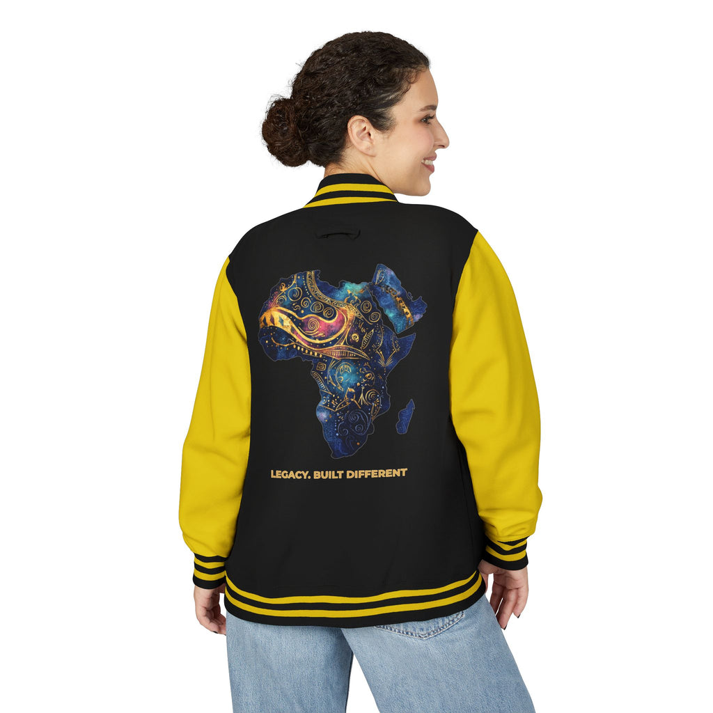 Africa Map Letterman Jacket — Colorful African Continent Graphic Bomber