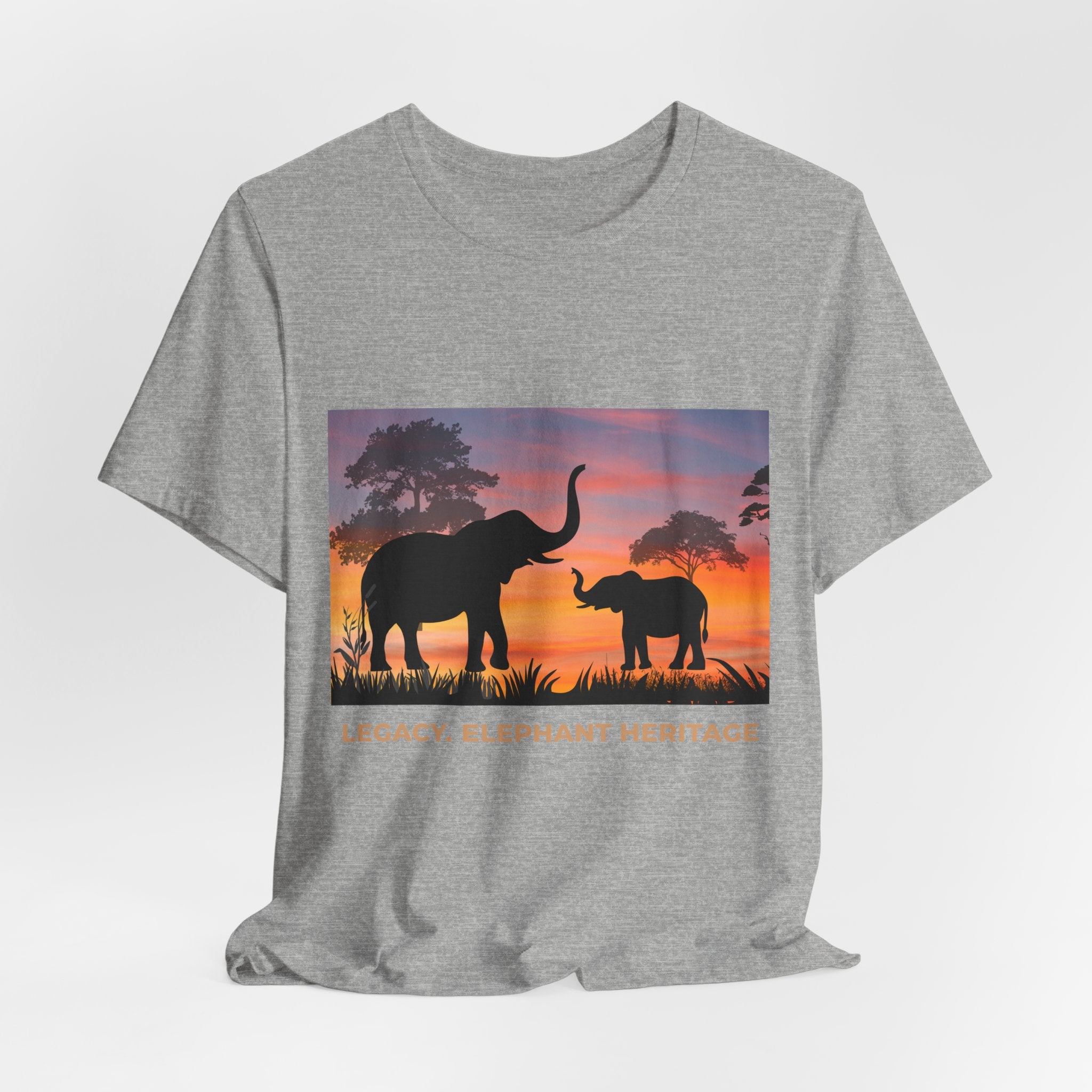 Elephant Sunset Tee — "Legacy, Elephant Heritage" Graphic T-Shirt