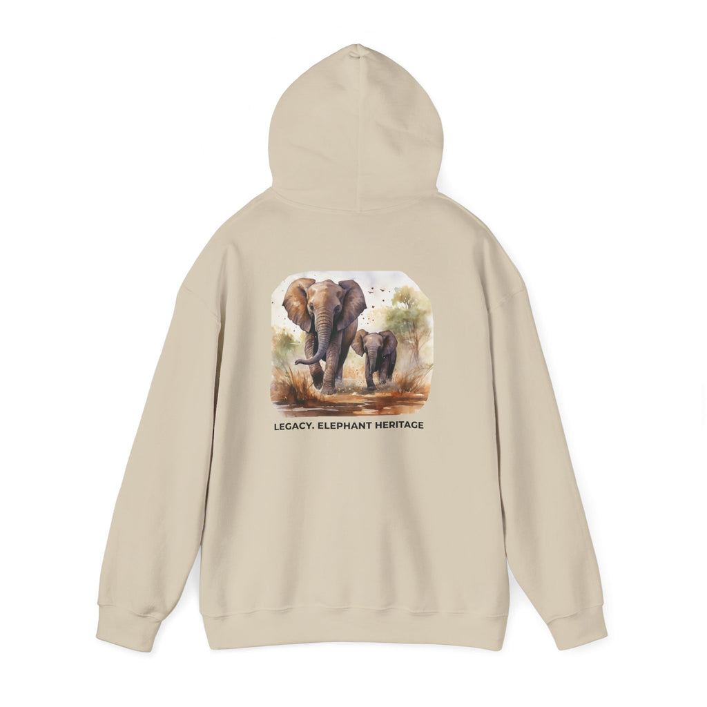 Elephant Heritage Hoodie — Wildlife Mom & Calf Graphic Sweatshirt