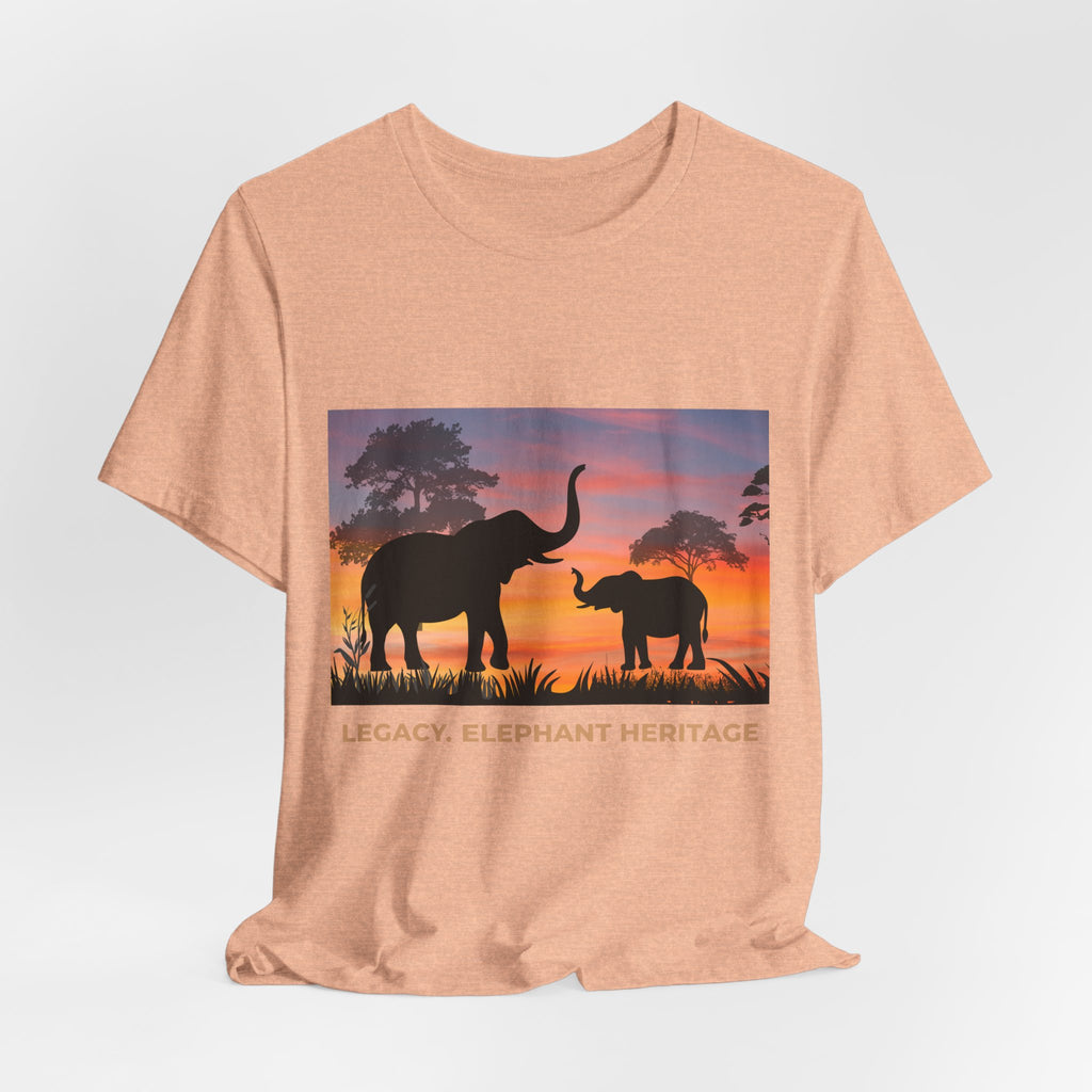 Elephant Sunset Tee — "Legacy, Elephant Heritage" Graphic T-Shirt