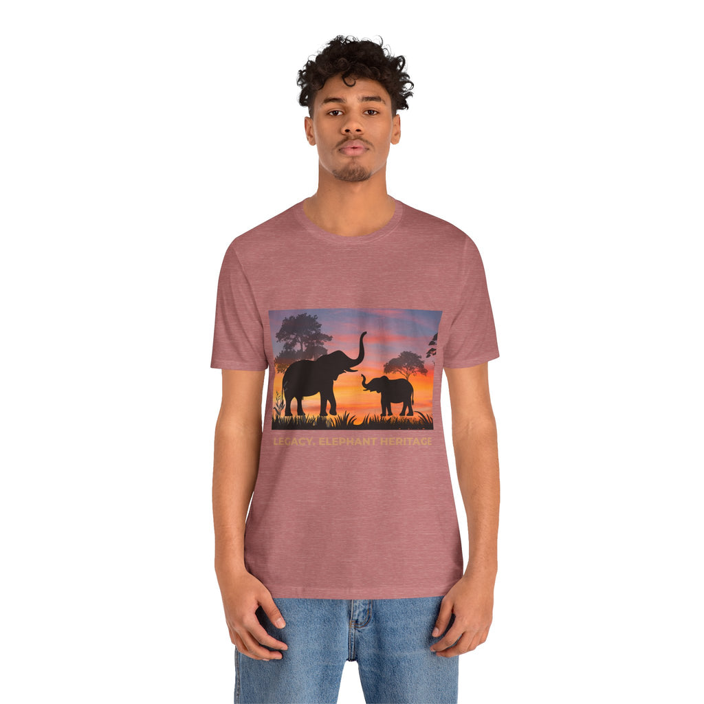 Elephant Sunset Tee — "Legacy, Elephant Heritage" Graphic T-Shirt