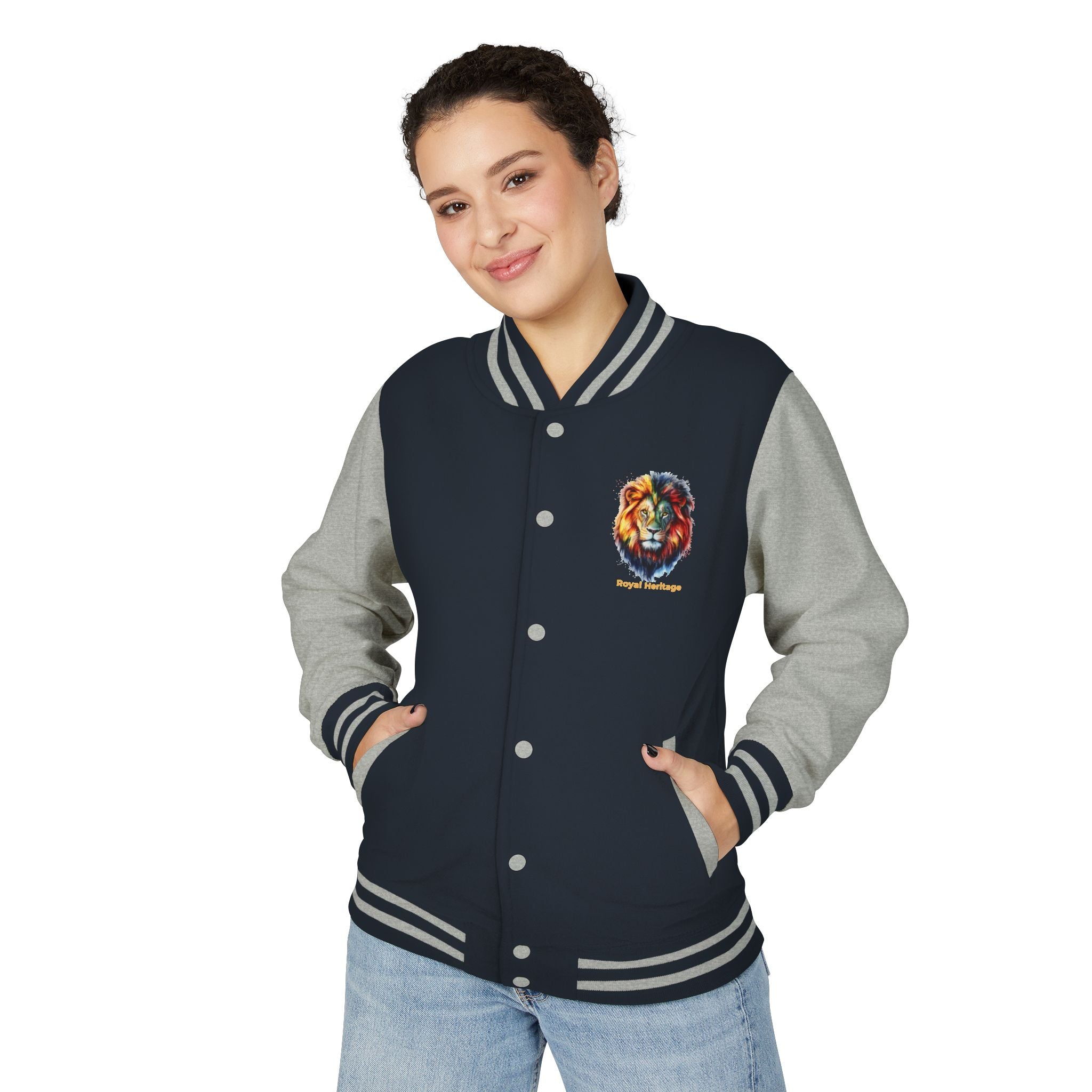 Lion Graphic Letterman Jacket — "Royal Heritage" Varsity Jacket
