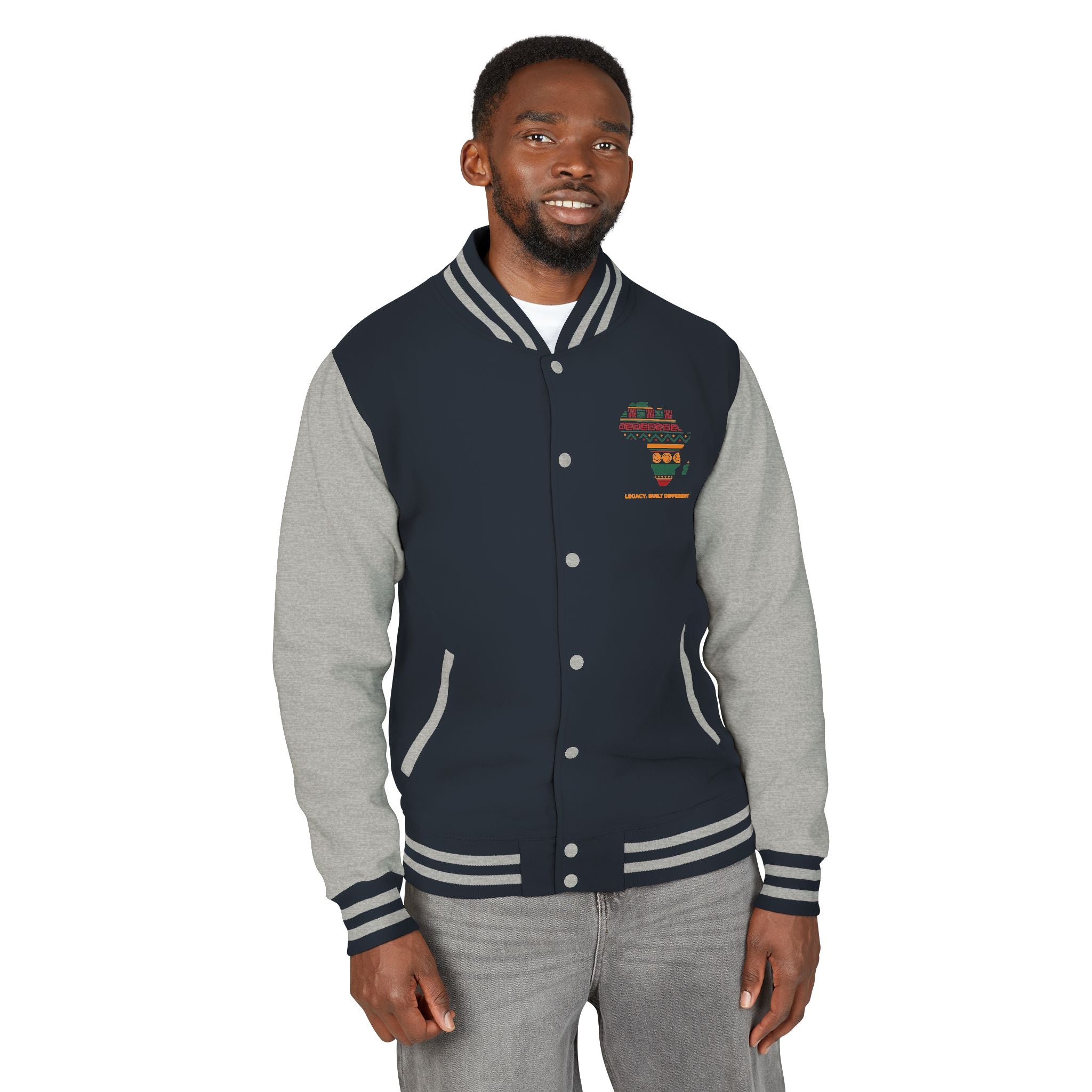 Africa Pattern Letterman Jacket — "Legacy, Unity, Strength"