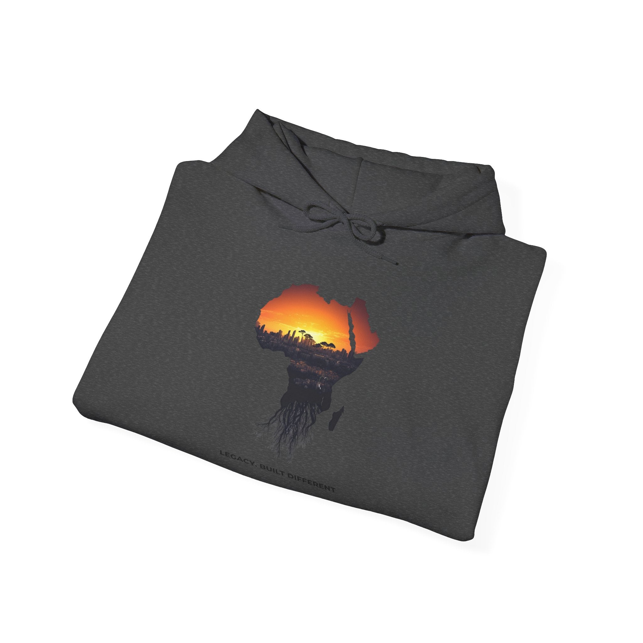 Africa Sunset Hoodie — "Legacy. Built Different." Graphic Pullover