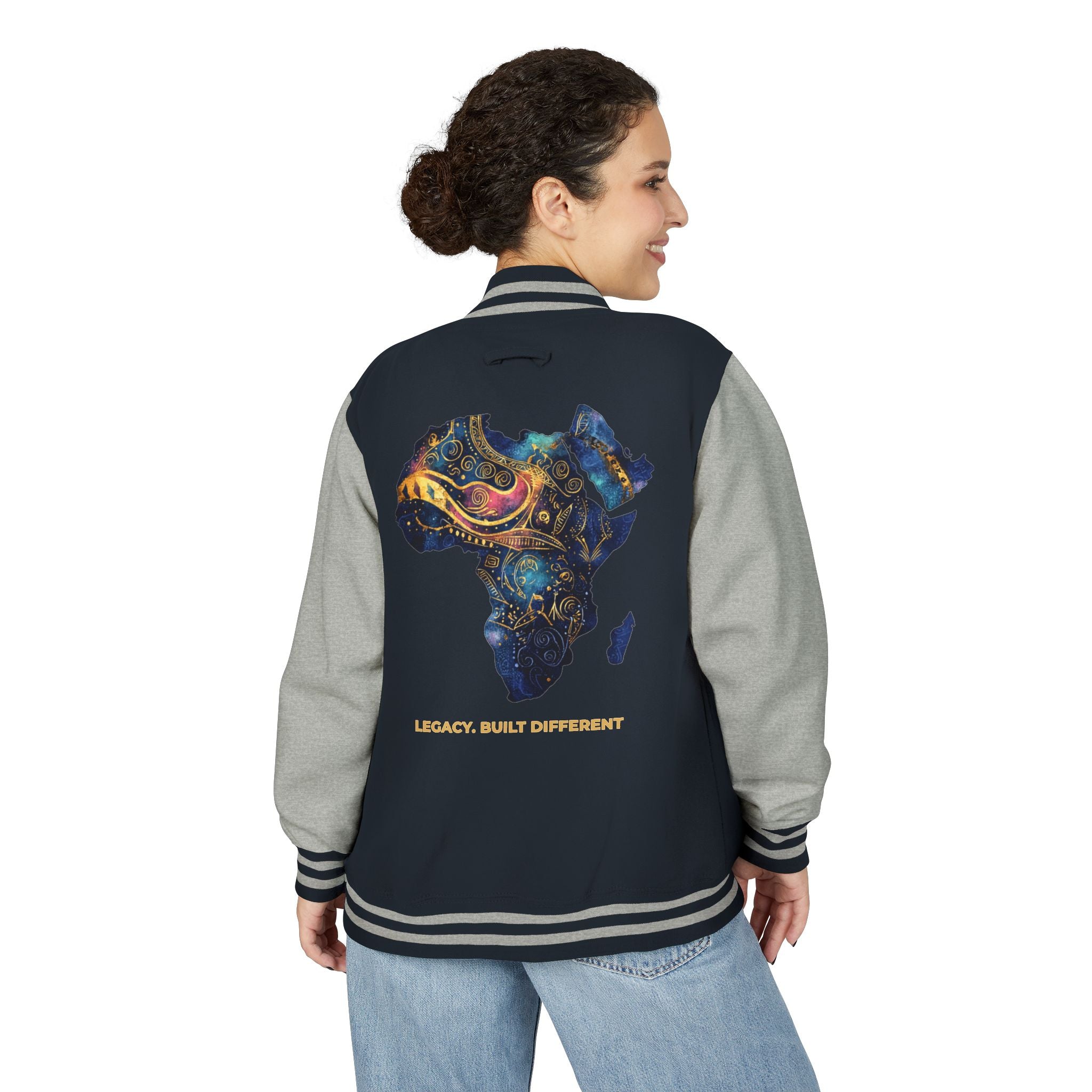 Africa Map Letterman Jacket — Colorful African Continent Graphic Bomber