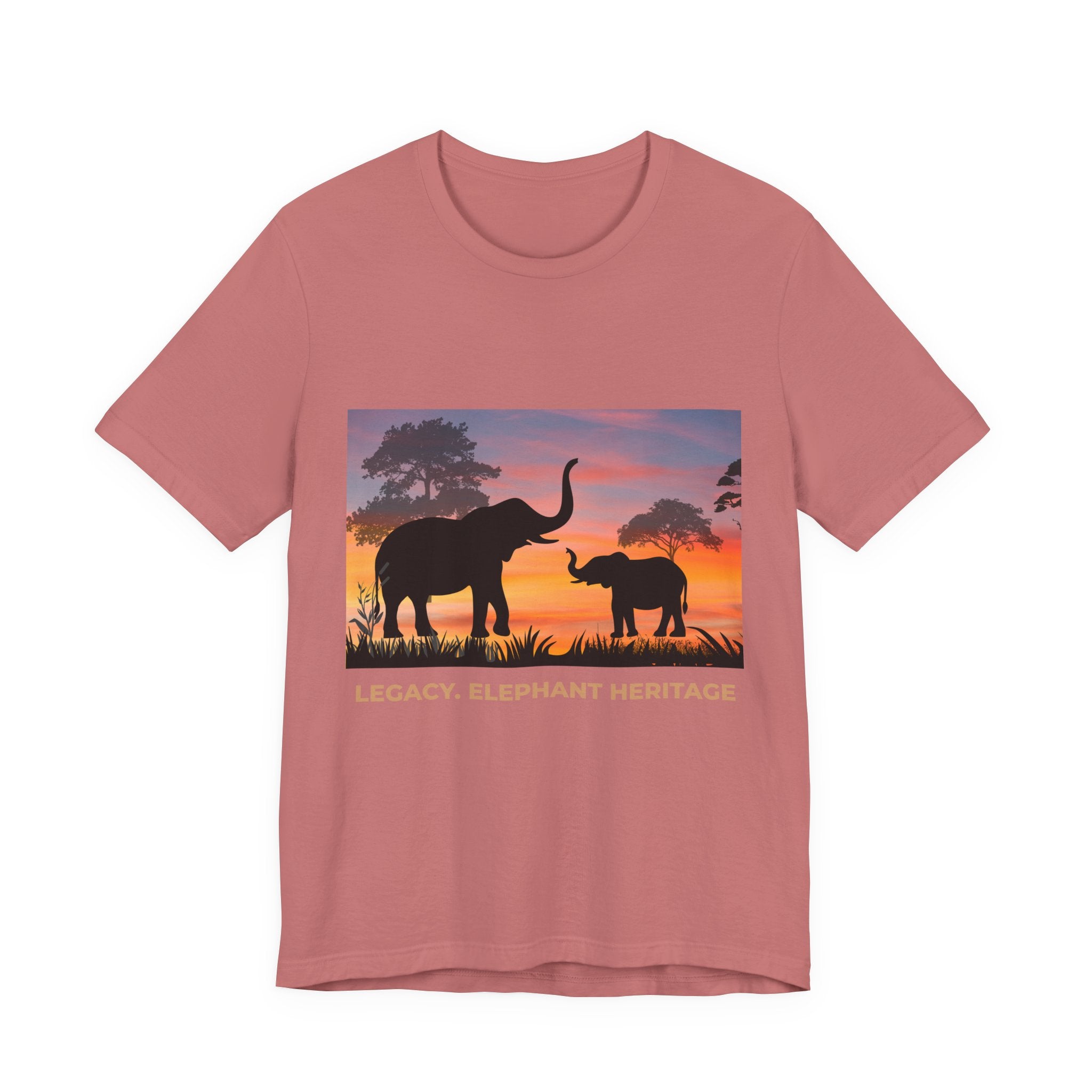 Elephant Sunset Tee — "Legacy, Elephant Heritage" Graphic T-Shirt
