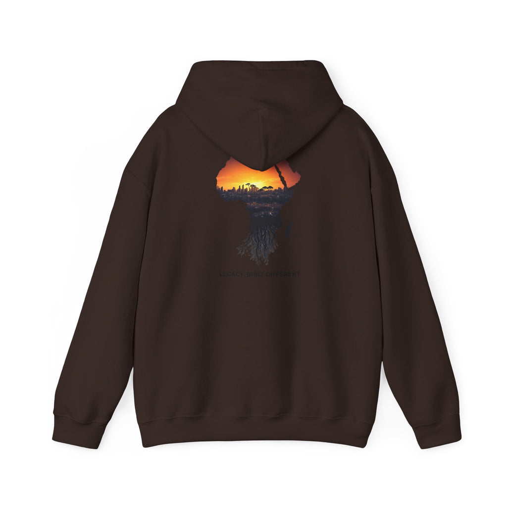 Africa Sunset Hoodie — "Legacy. Built Different." Graphic Pullover