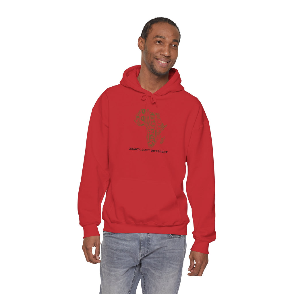 Africa Pattern Hoodie — "Legacy. Built Different." Graphic Sweatshirt