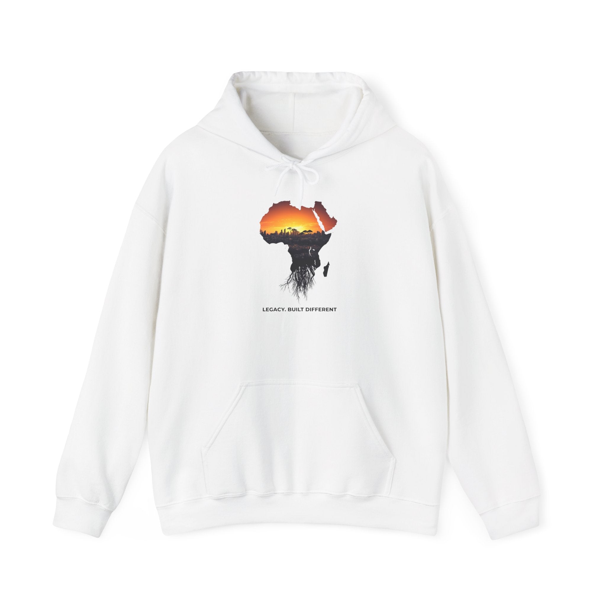 Africa Sunset Hoodie — "Legacy. Built Different." Graphic Pullover