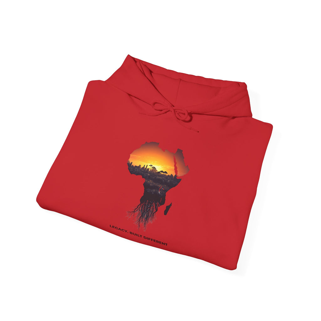 Africa Sunset Hoodie — "Legacy. Built Different." Graphic Pullover