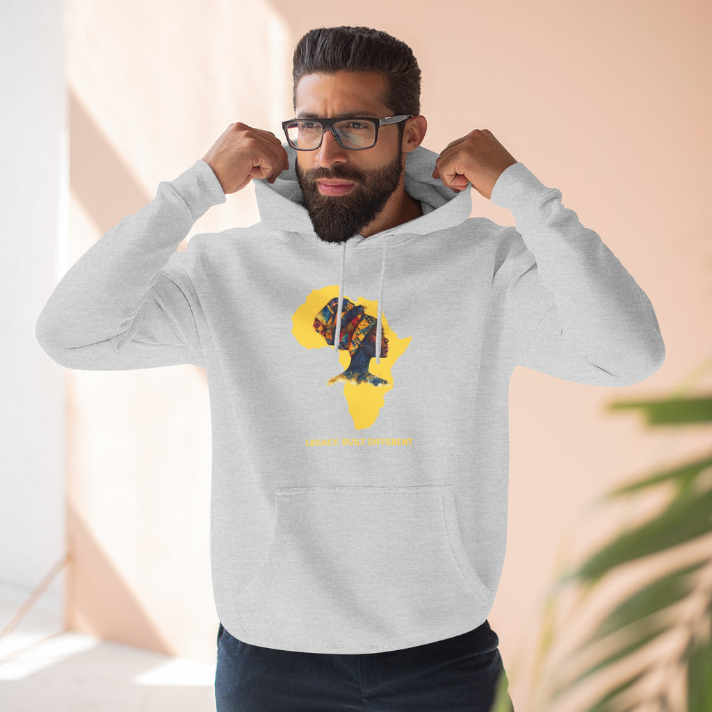 Hoodie — African Profile Art on Yellow Africa Silhouette (Legacy, Beauty, Empowerment)