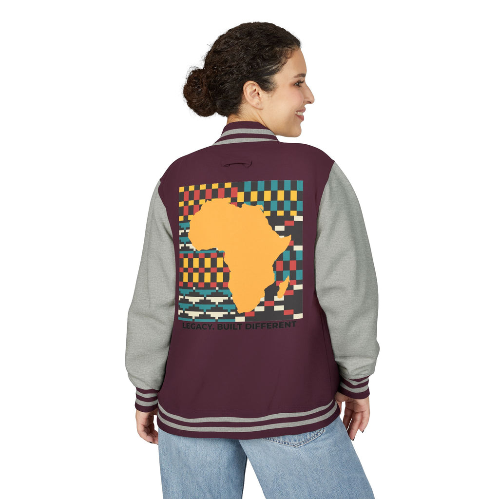 Letterman Jacket - Africa Map Kente Pattern "Legacy Built Different"