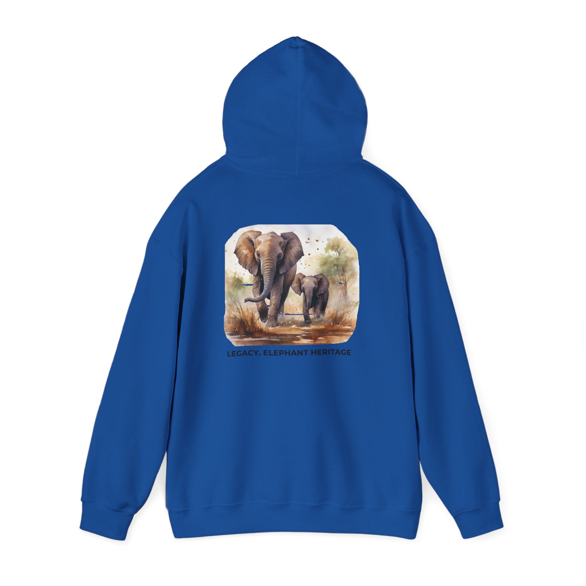 Elephant Heritage Hoodie — Wildlife Mom & Calf Graphic Sweatshirt