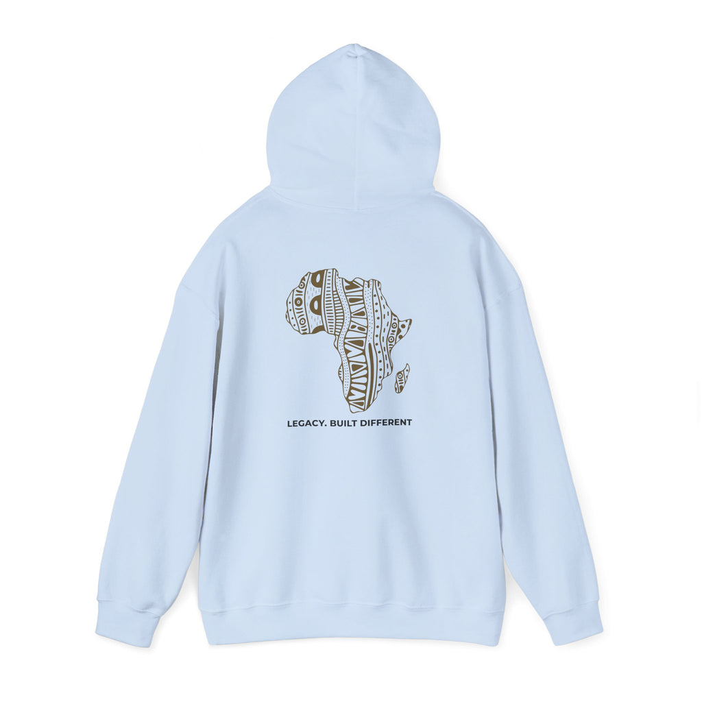 Africa Pattern Hoodie — "Legacy. Built Different." Graphic Sweatshirt