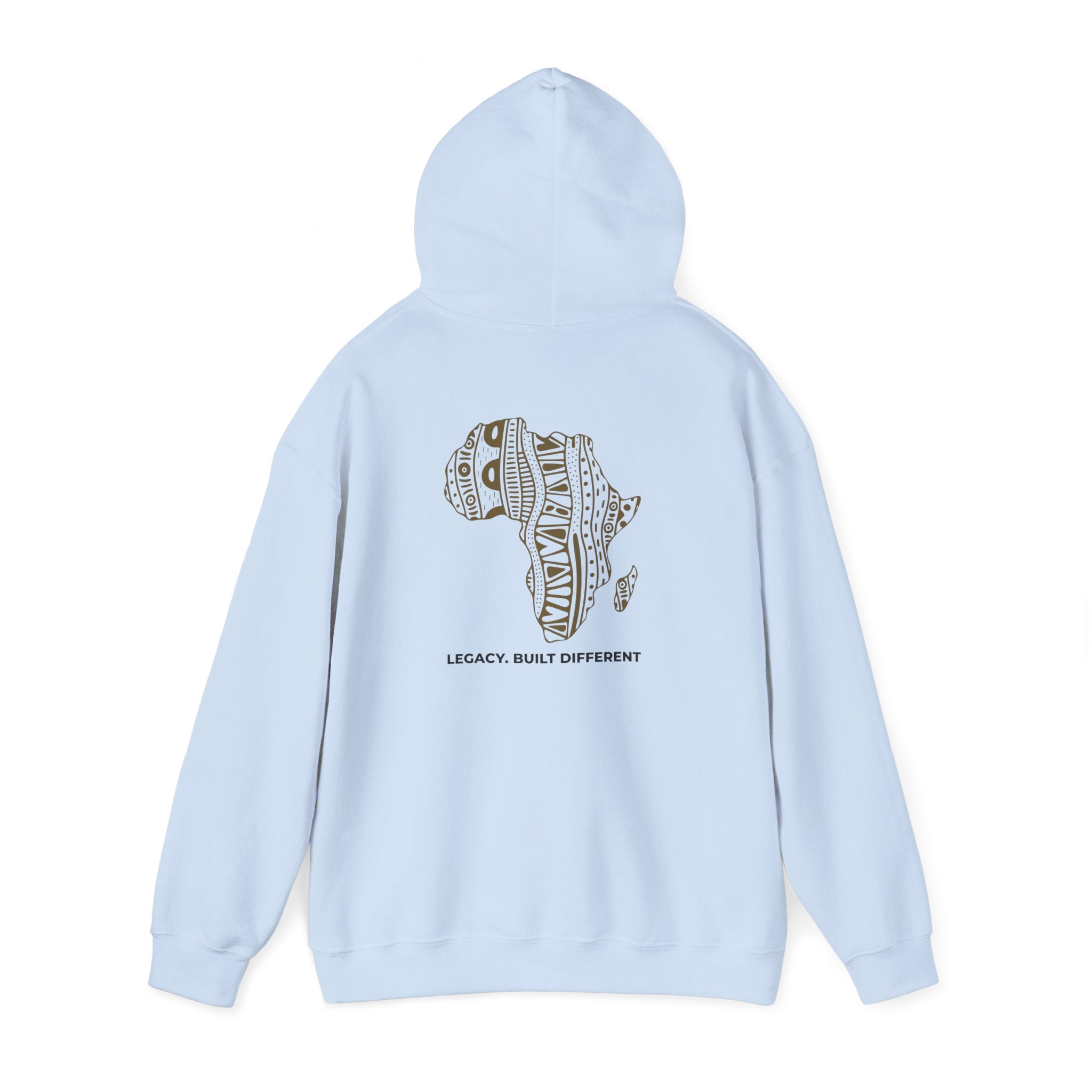 Africa Pattern Hoodie — "Legacy. Built Different." Graphic Sweatshirt