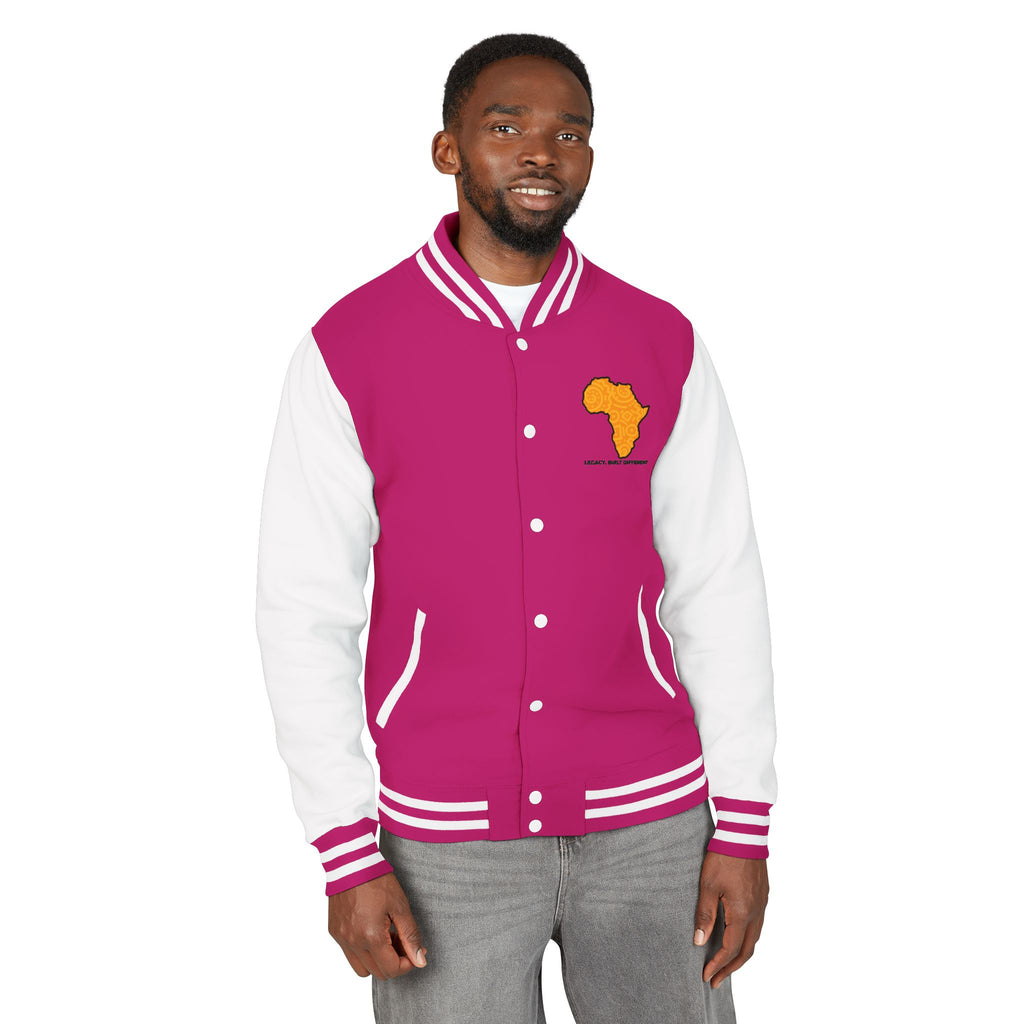Africa Pattern Letterman Jacket — "Legacy. Built Different" Varsity Coat