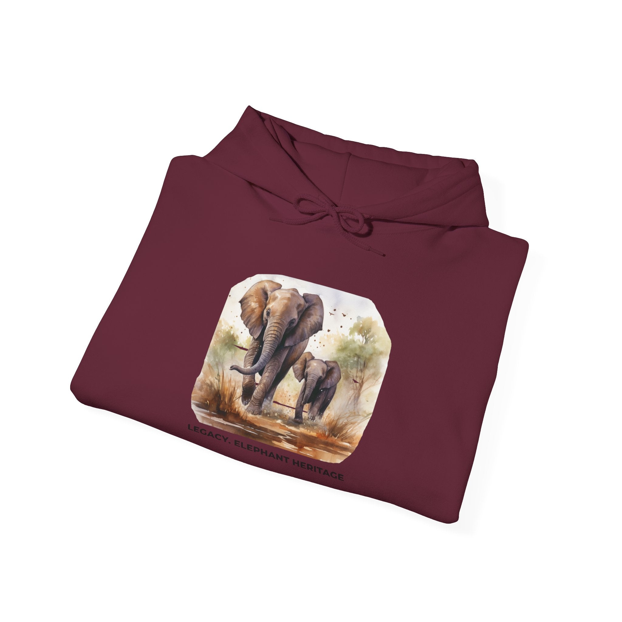 Elephant Heritage Hoodie — Wildlife Mom & Calf Graphic Sweatshirt