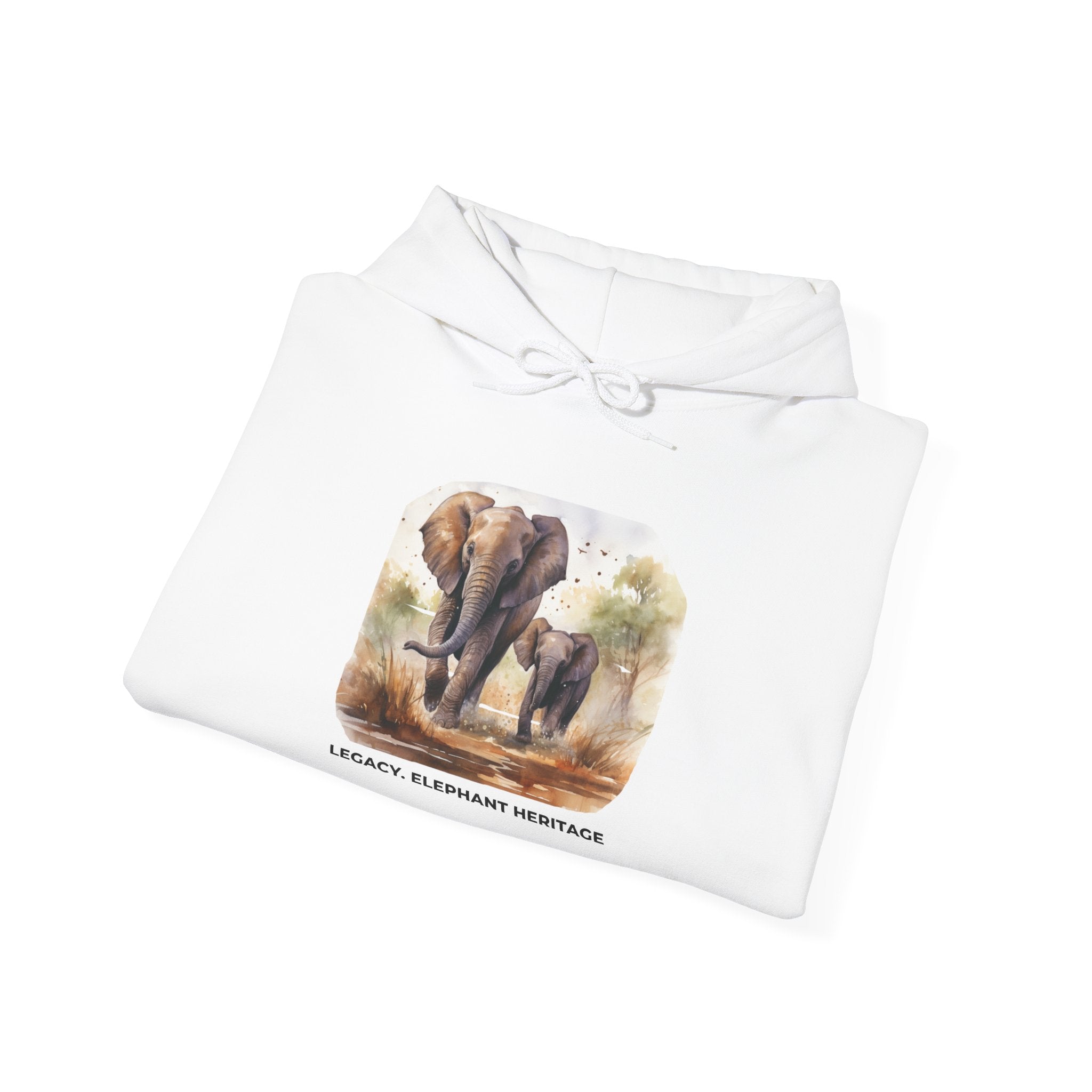 Elephant Heritage Hoodie — Wildlife Mom & Calf Graphic Sweatshirt