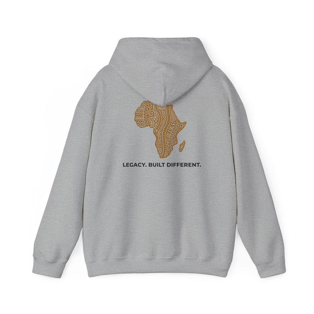 Africa Map Hoodie — 'Legacy. Built Different.' Cultural Pattern Pullover