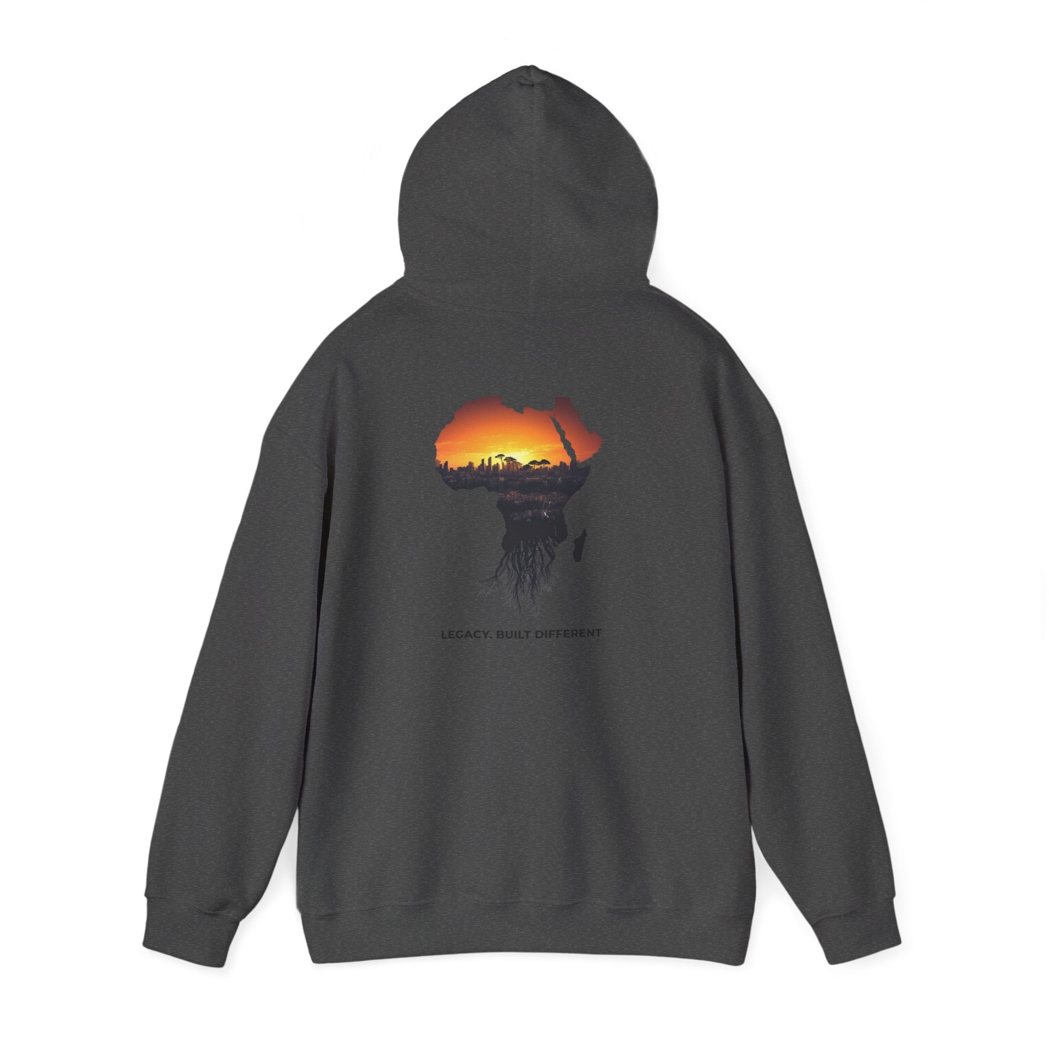 Africa Sunset Hoodie — "Legacy. Built Different." Graphic Pullover