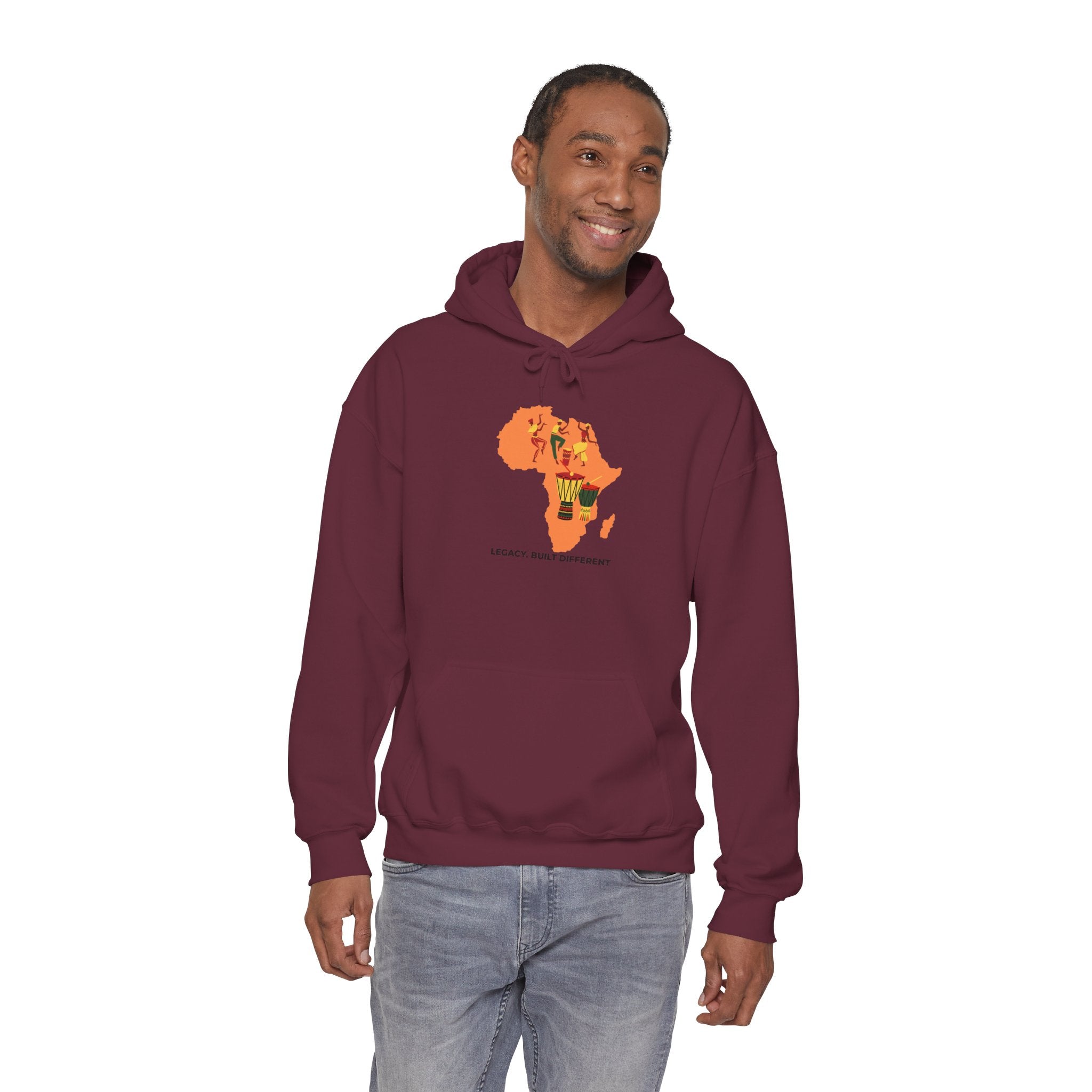 Africa Map Hoodie - 'Legacy. Built Different.' Afrocentric Graphic Pullover