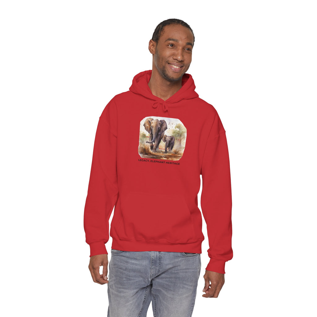 Elephant Heritage Hoodie — Wildlife Mom & Calf Graphic Sweatshirt