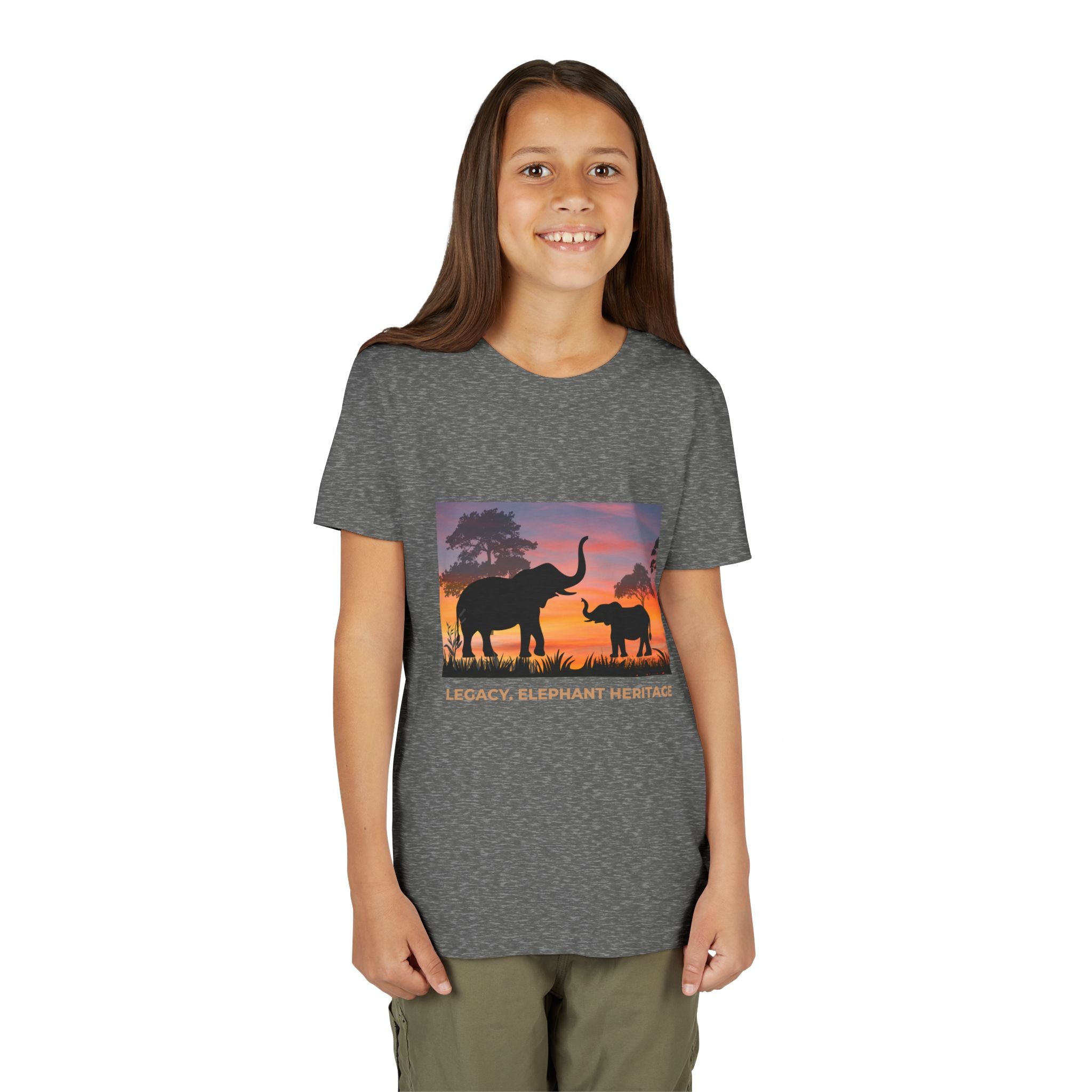 Youth Elephant Sunset Tee — 'Legacy, Love & Heritage' Kids Shirt
