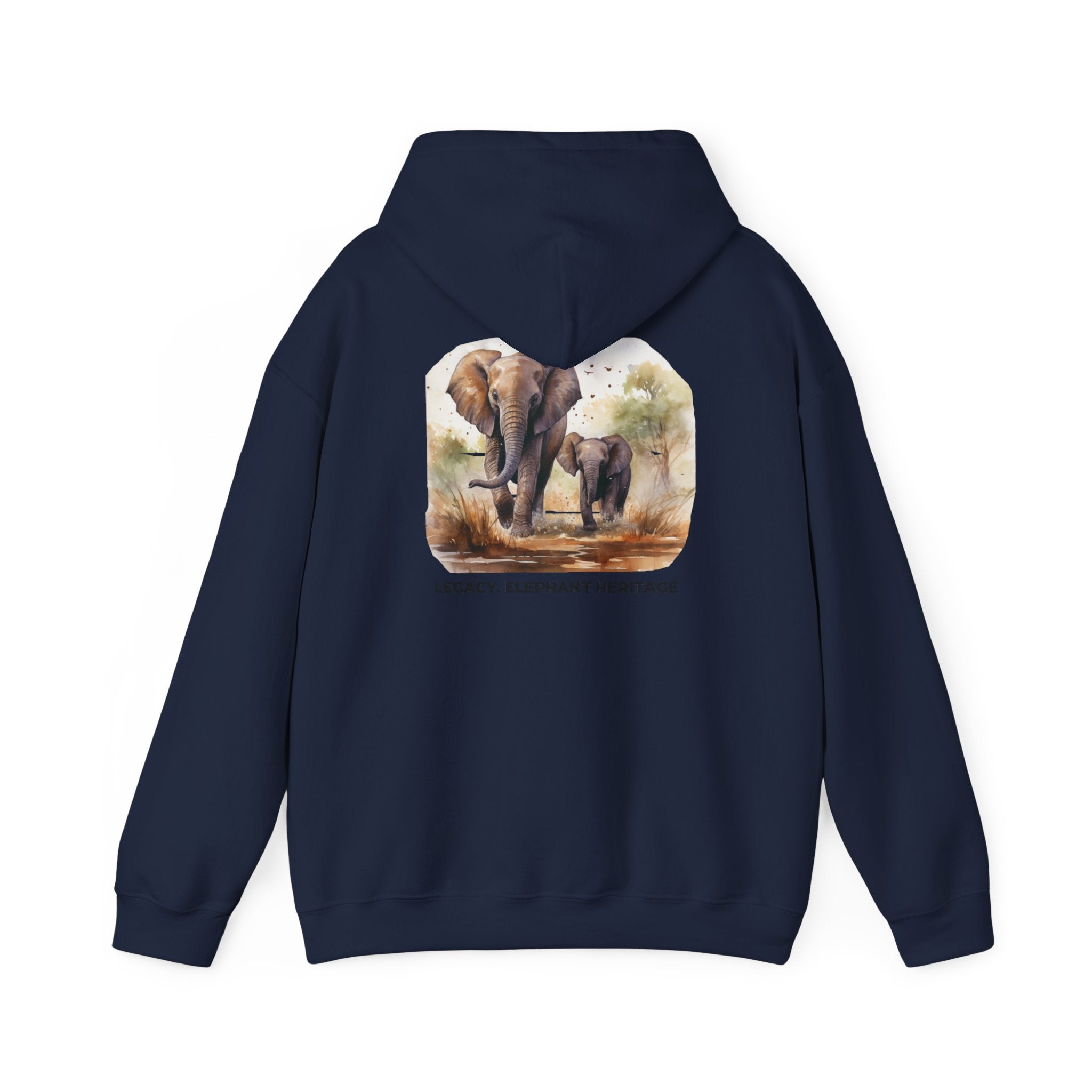 Elephant Heritage Hoodie — Wildlife Mom & Calf Graphic Sweatshirt