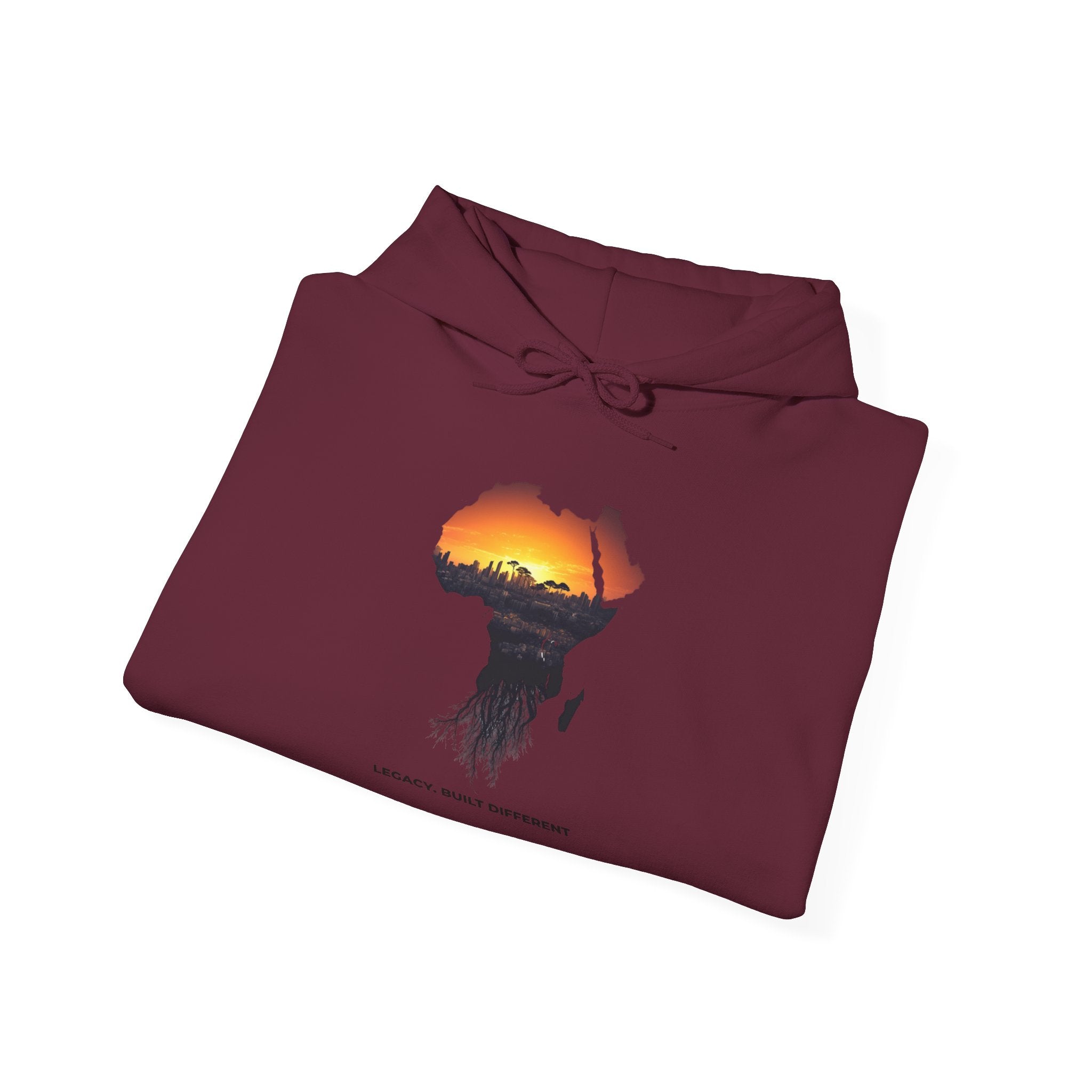 Africa Sunset Hoodie — "Legacy. Built Different." Graphic Pullover