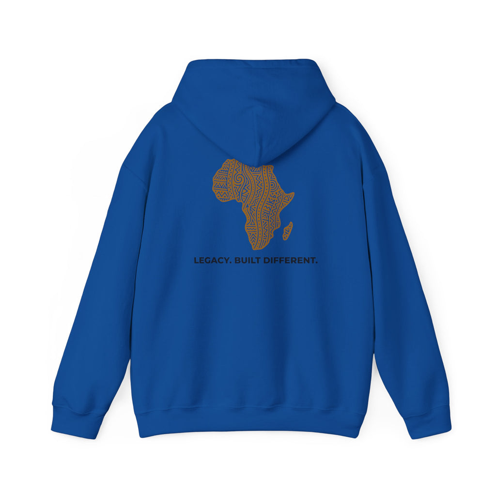 Africa Map Hoodie — 'Legacy. Built Different.' Cultural Pattern Pullover