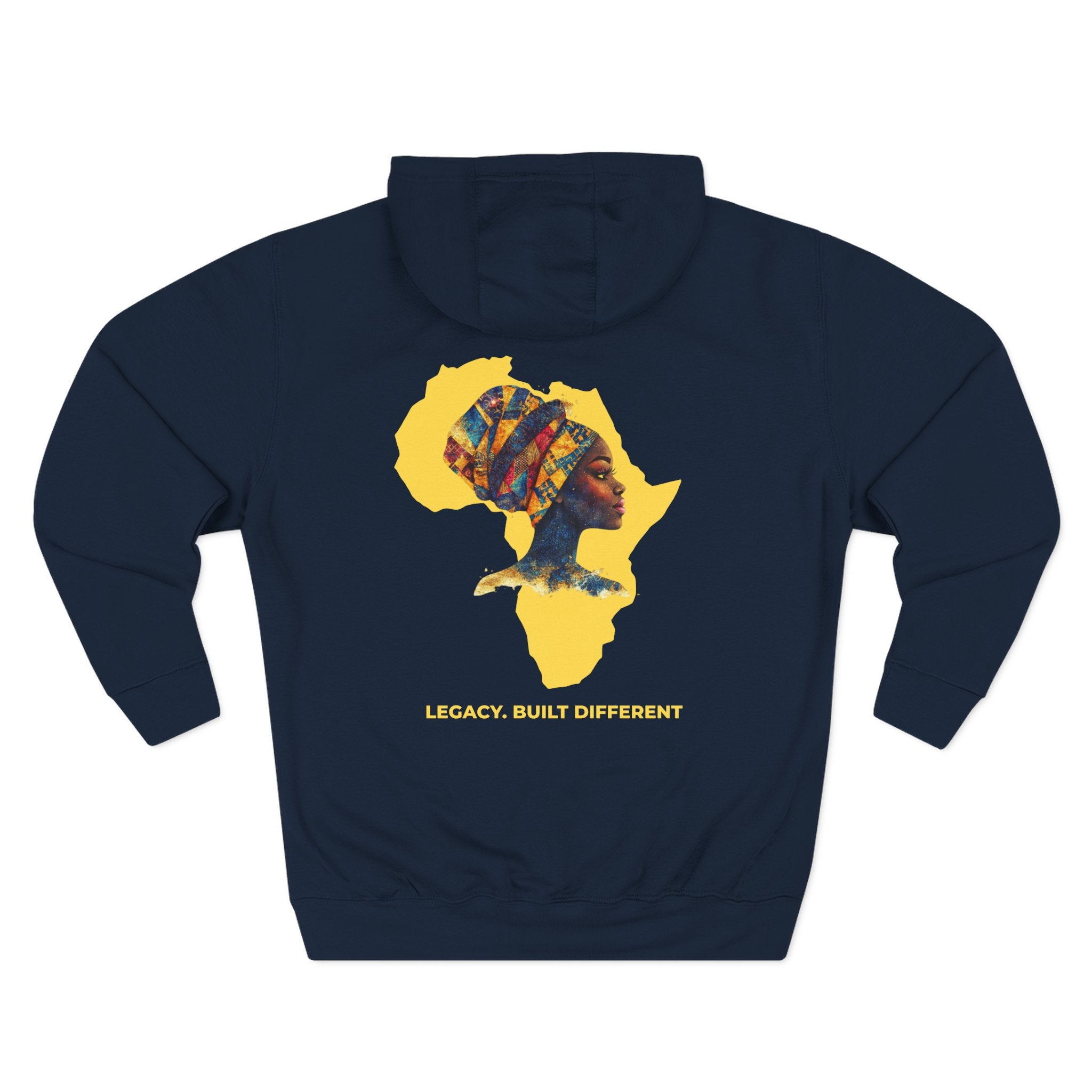 Hoodie — African Profile Art on Yellow Africa Silhouette (Legacy, Beauty, Empowerment)