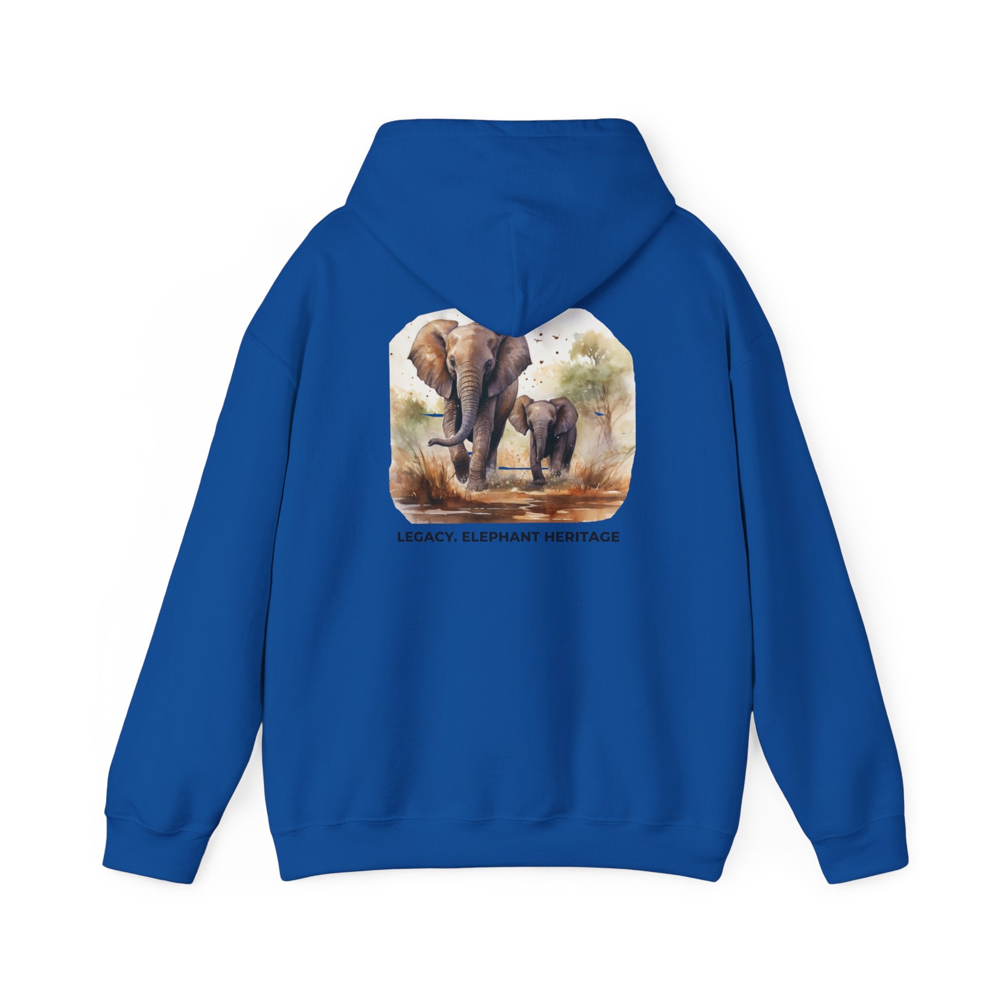 Elephant Heritage Hoodie — Wildlife Mom & Calf Graphic Sweatshirt