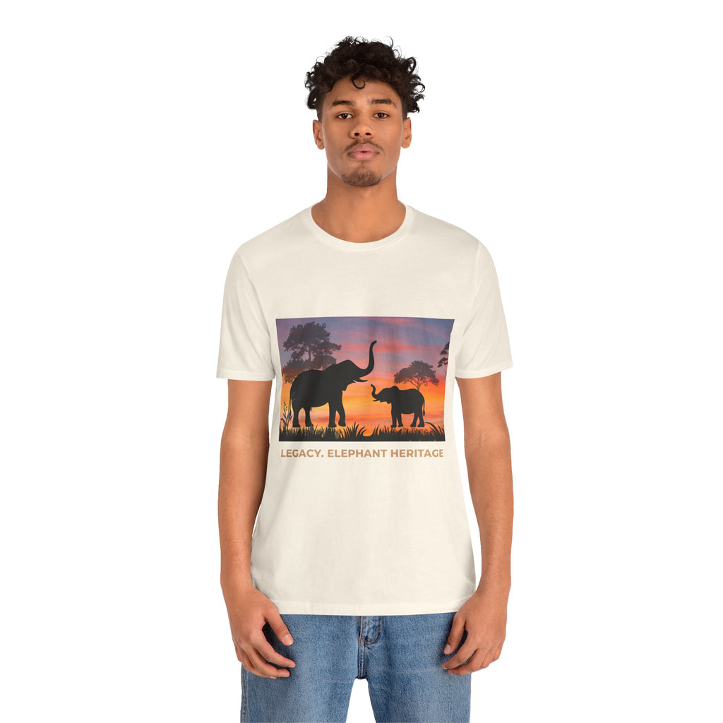 Elephant Sunset Tee — "Legacy, Elephant Heritage" Graphic T-Shirt