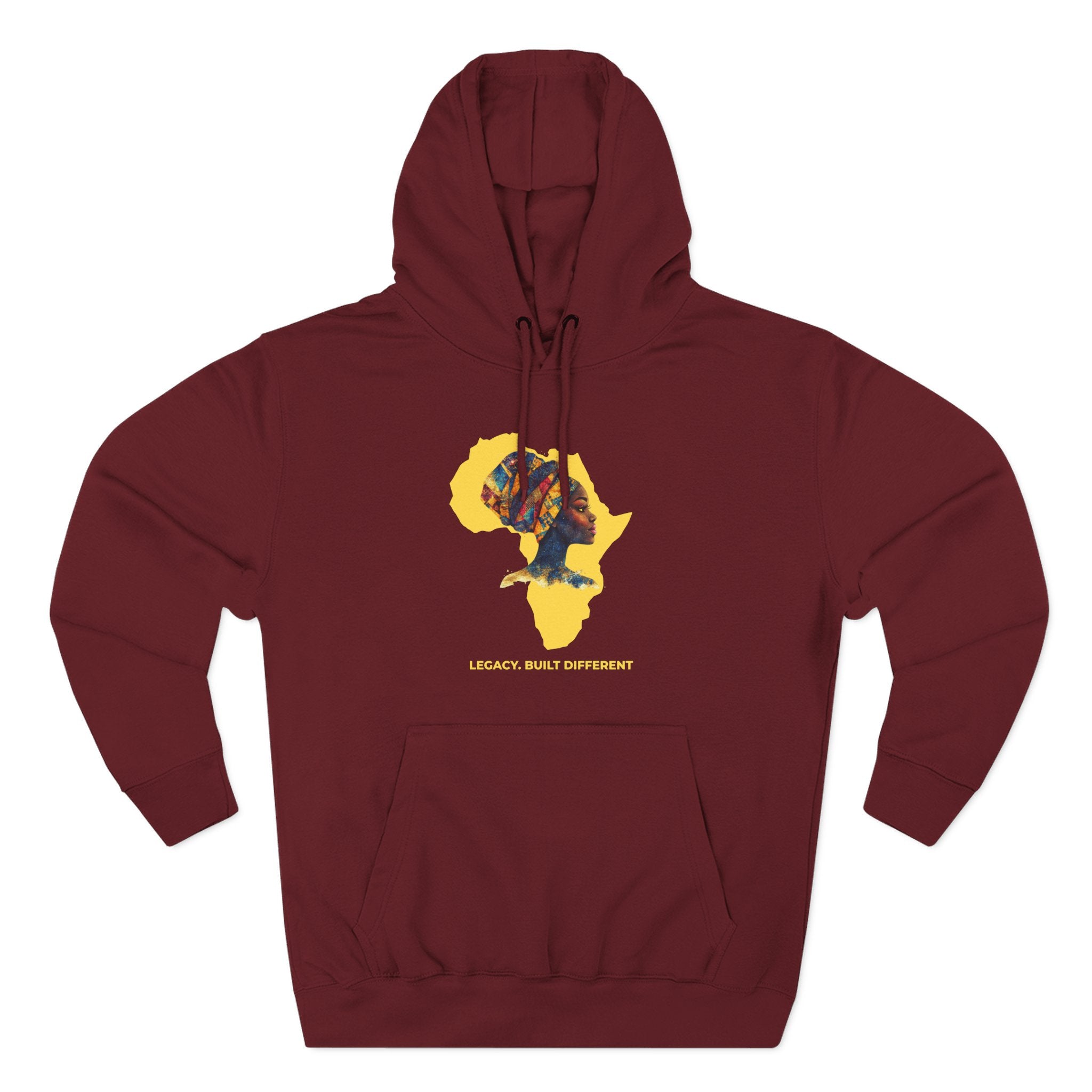 Hoodie — African Profile Art on Yellow Africa Silhouette (Legacy, Beauty, Empowerment)