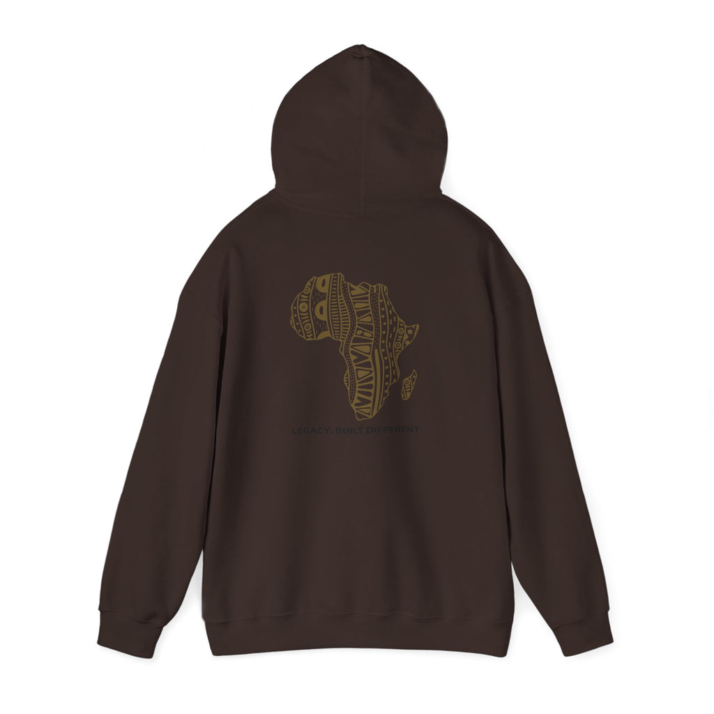 Africa Pattern Hoodie — "Legacy. Built Different." Graphic Sweatshirt