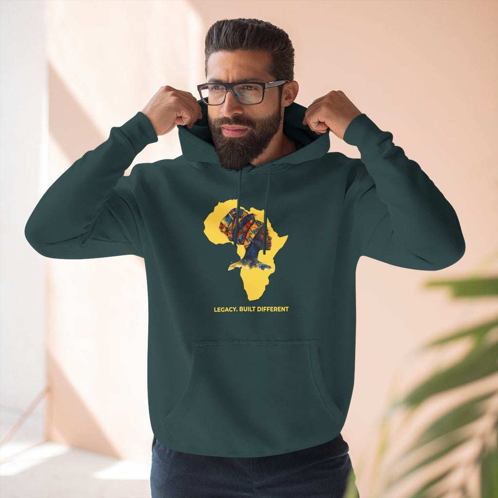 Hoodie — African Profile Art on Yellow Africa Silhouette (Legacy, Beauty, Empowerment)